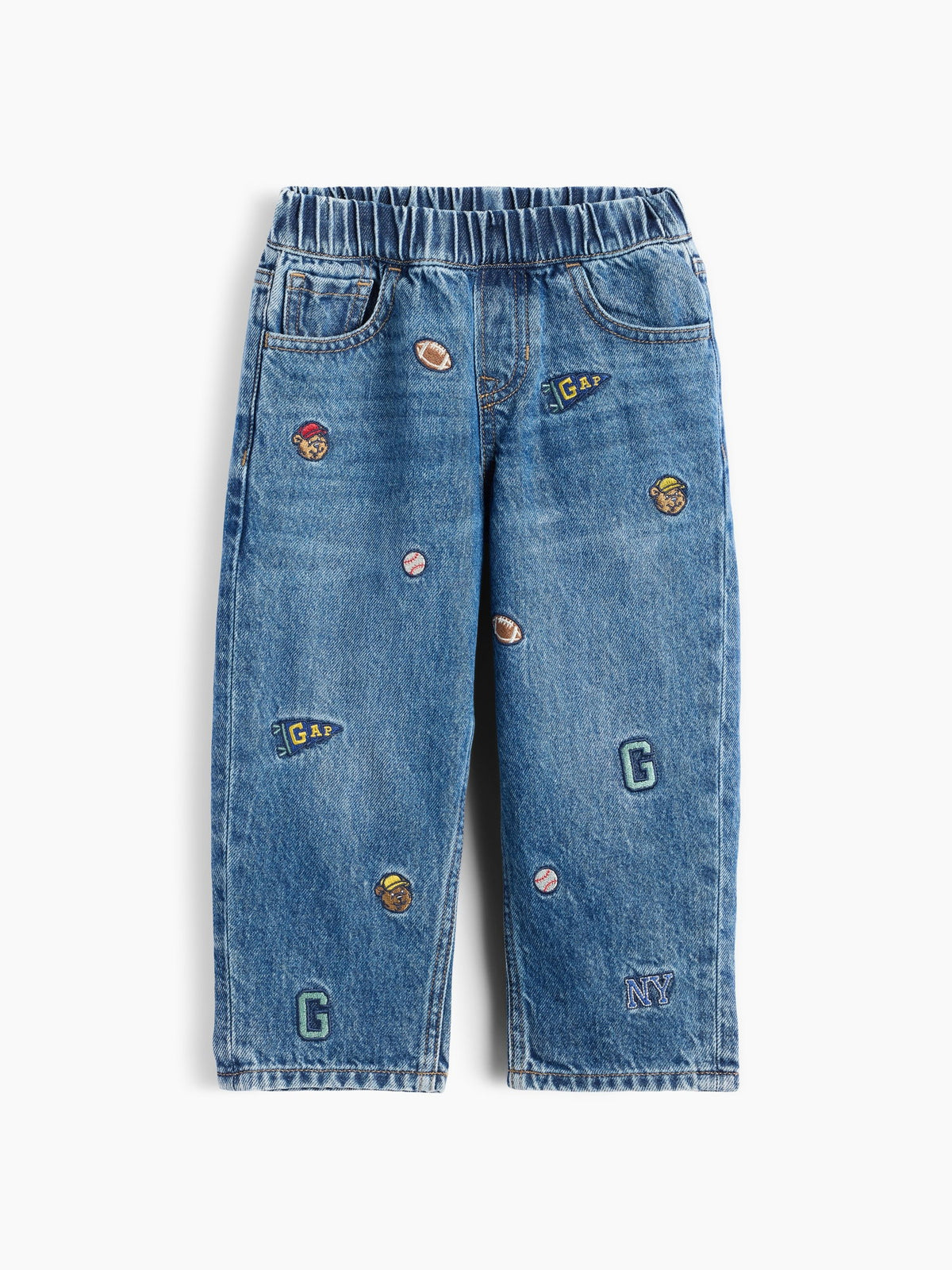 Mavi Toddler Nakışlı Pull-on Baggy Jean Pantolon