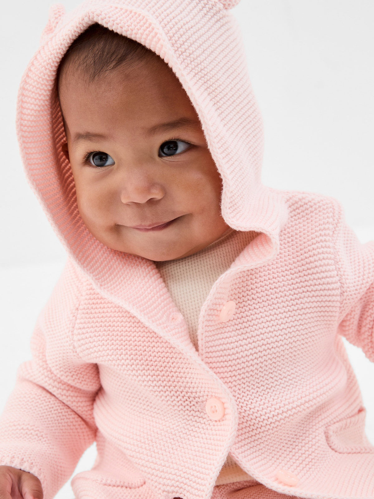 Pembe Ayı Aplikeli Garter Hırka