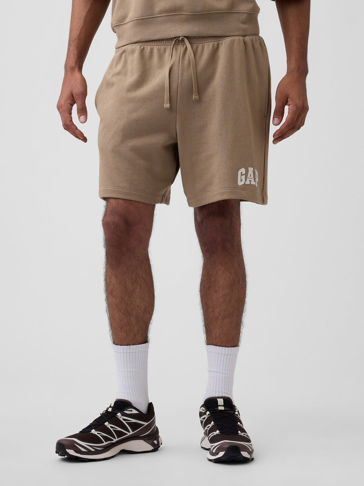 Kahverengi Relaxed Gap Logo Fransız Havlu Kumaş Şort