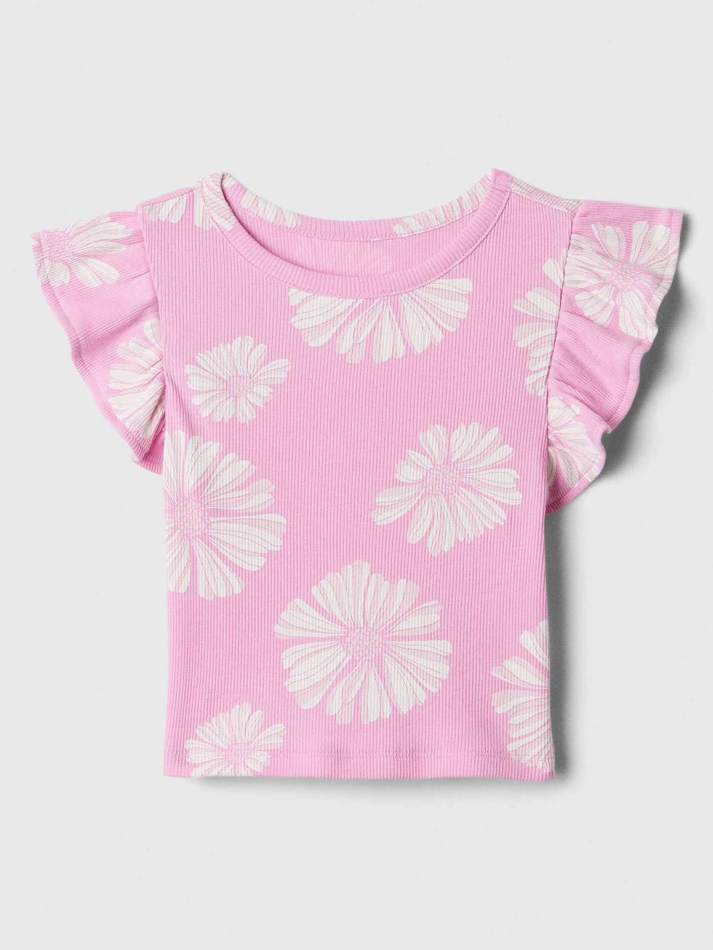 Pembe Fırfır Kollu Desenli T-shirt