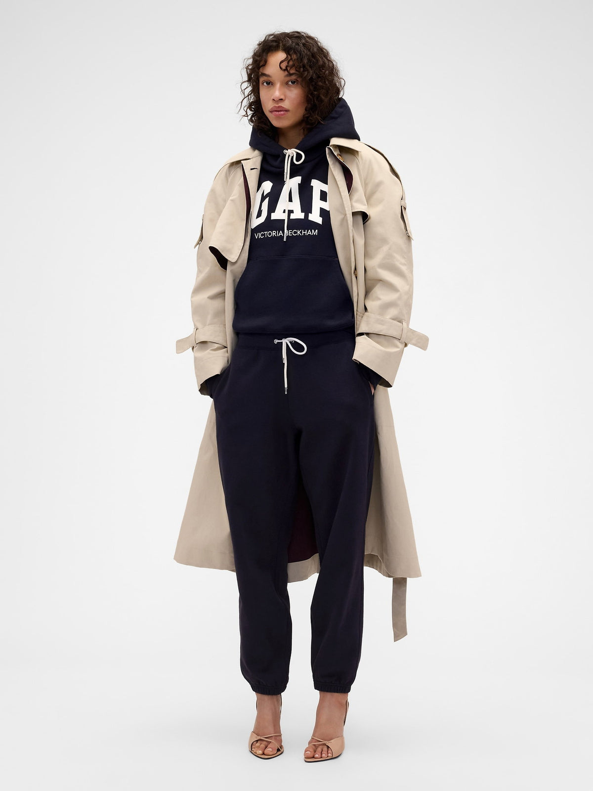 Lacivert Gap × Victoria Beckham Heavyweight Fransız Havlu Kumaş Logo Sweatshirt