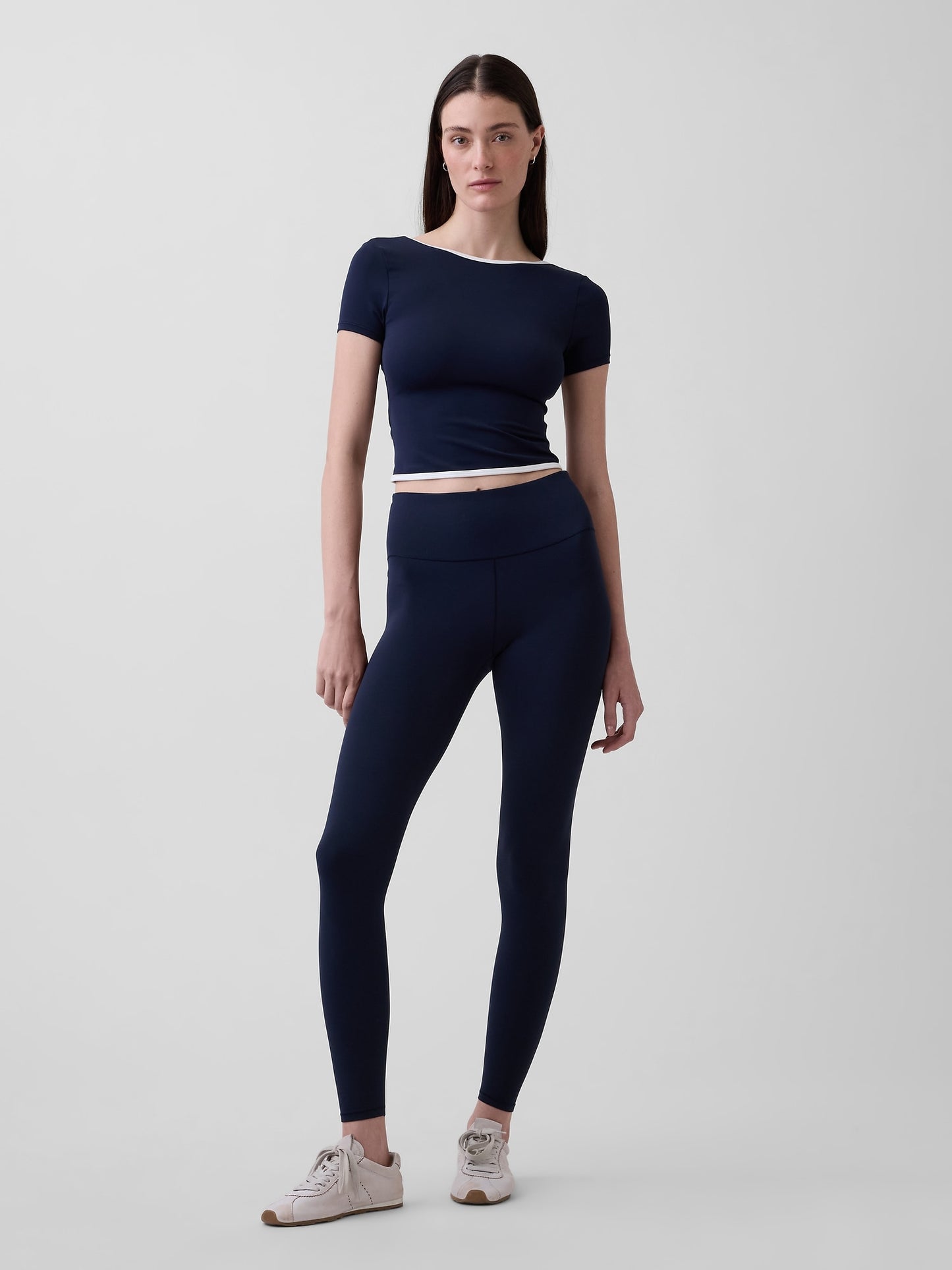 Koyu Mavi Gapfit Smooth Reversible Wrap Crop T-shirt
