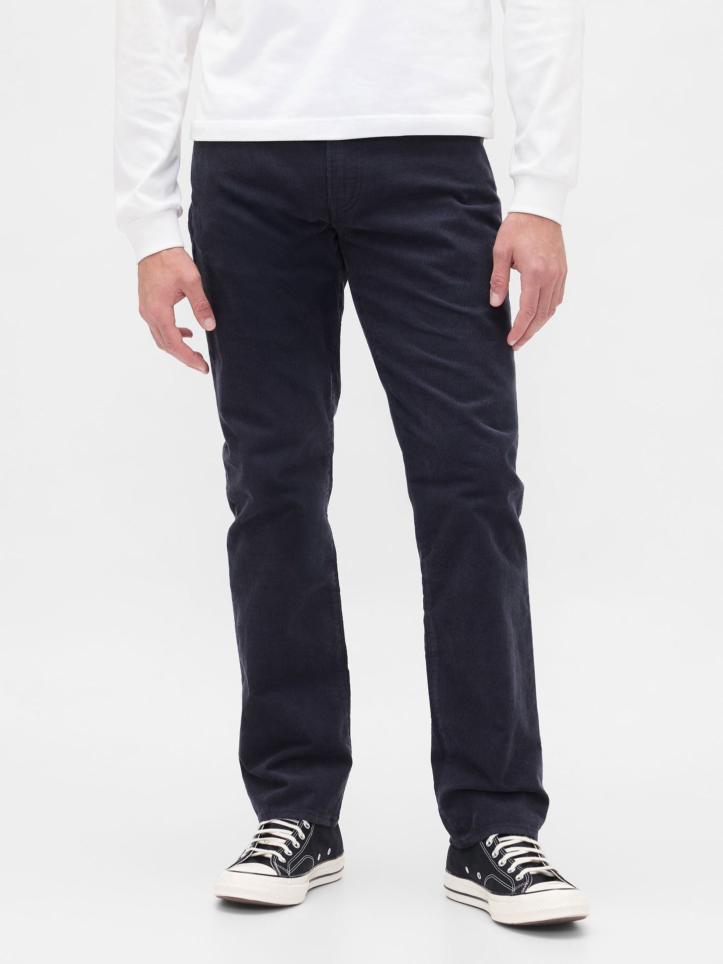 Koyu Mavi Corduroy Straight Pantolon