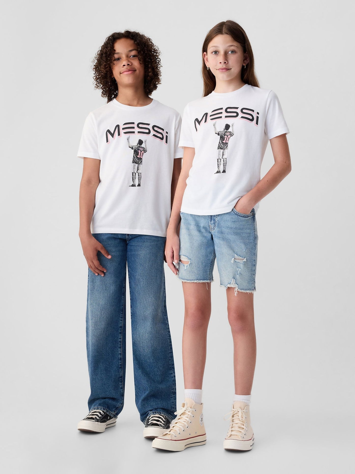 Beyaz Messi Grafikli T-shirt