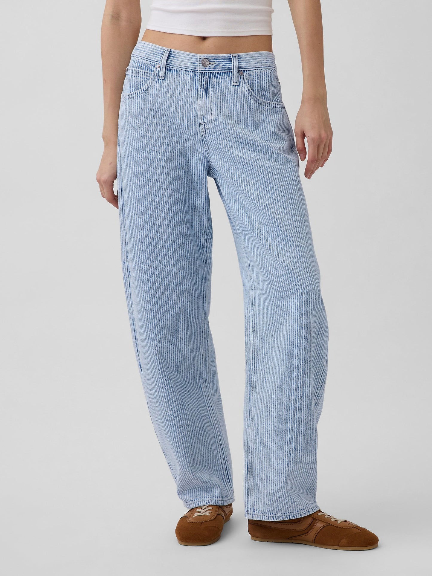 Açık Mavi Low Rise Ultrasoft Barrel Jean Pantolon