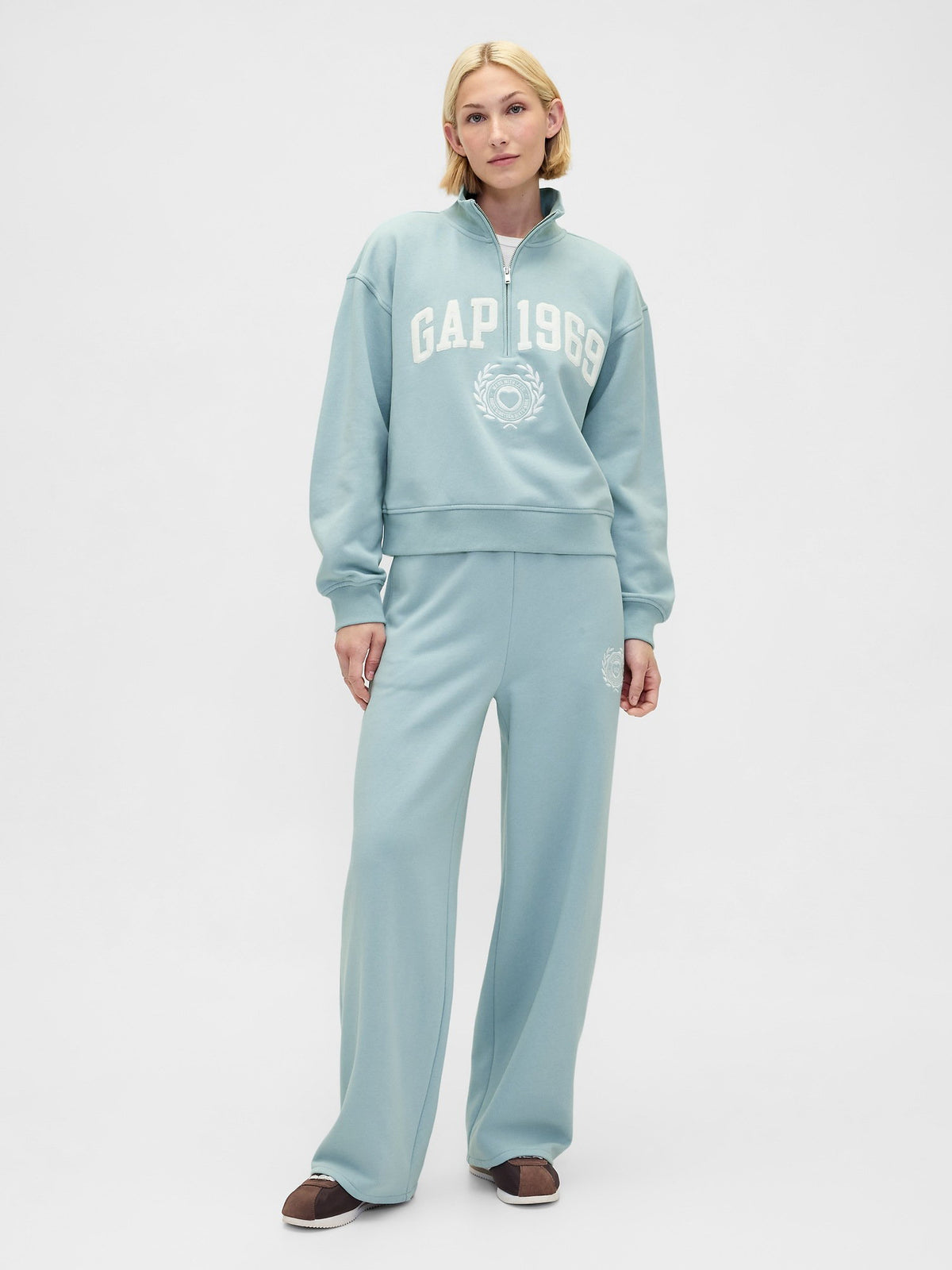 Açık Mavi Vintagesoft 1969 Logo Yarım Fermuarlı Sweatshirt