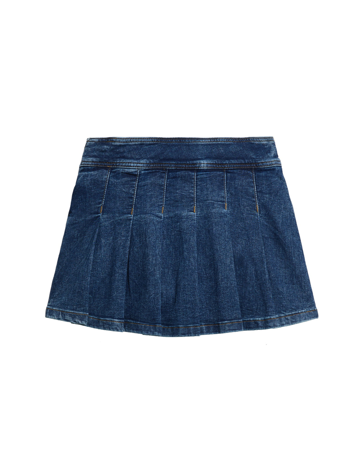 Pileli Denim Mini Şort Etek