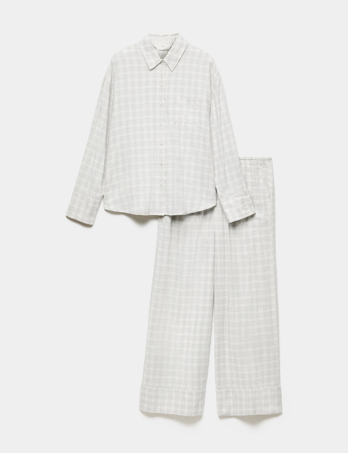 Pamuk Karışımlı Ekose Desenli Pijama Takımı