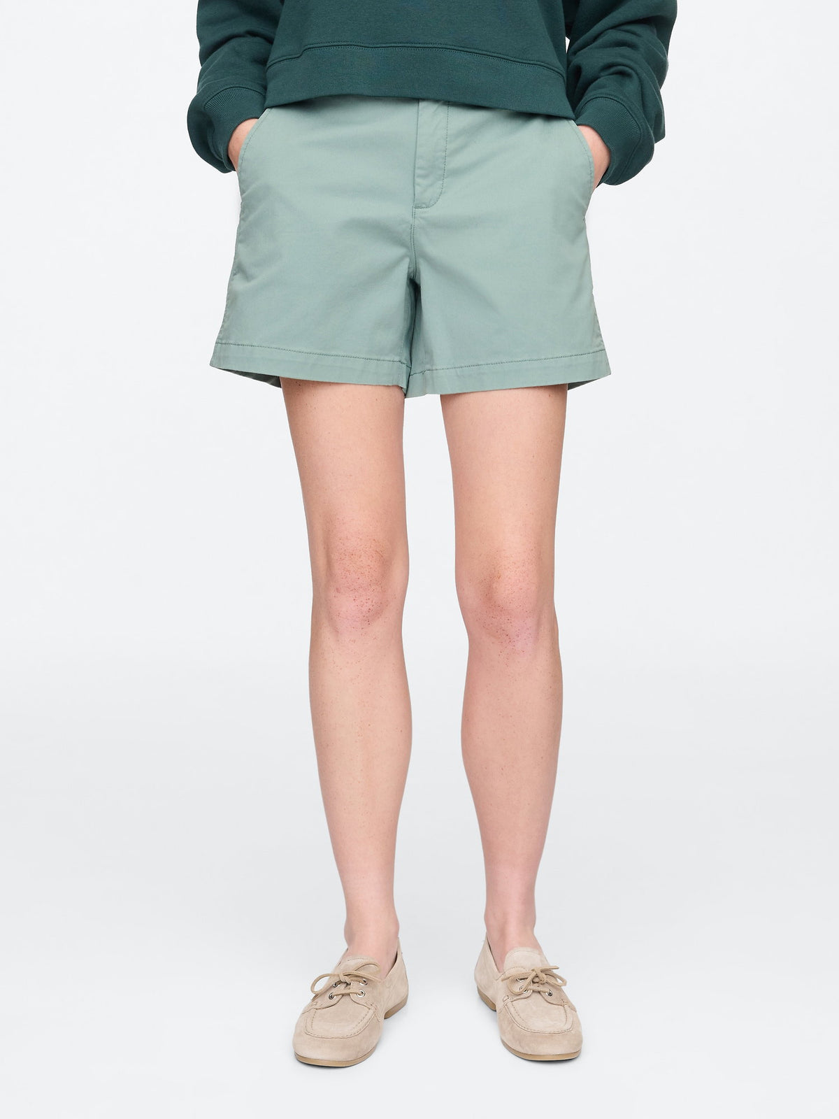 Limon Desenli Mid Rise Downtown Khaki Şort