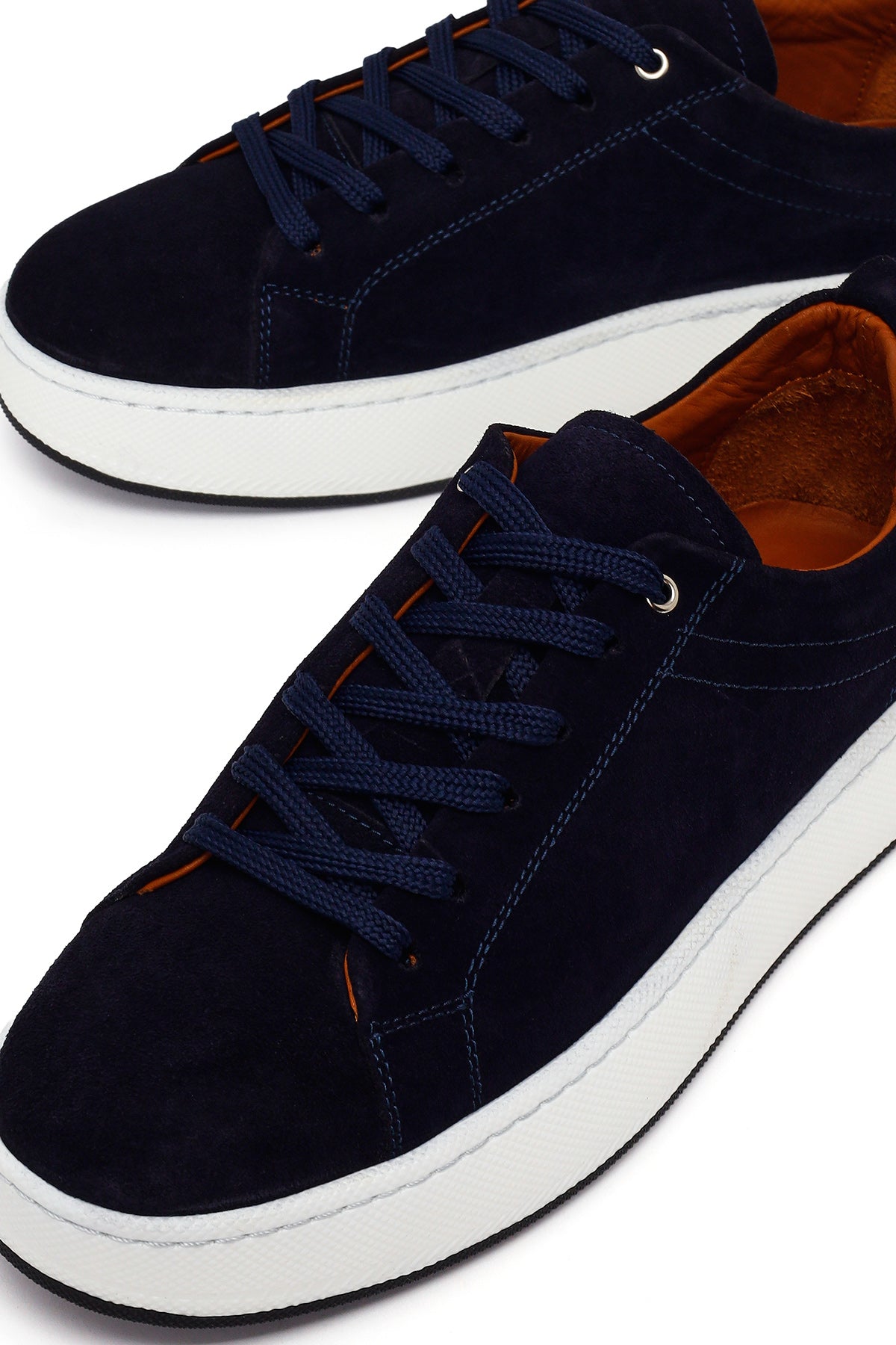 Erkek Lacivert Bağcıklı Süet Deri Sneaker