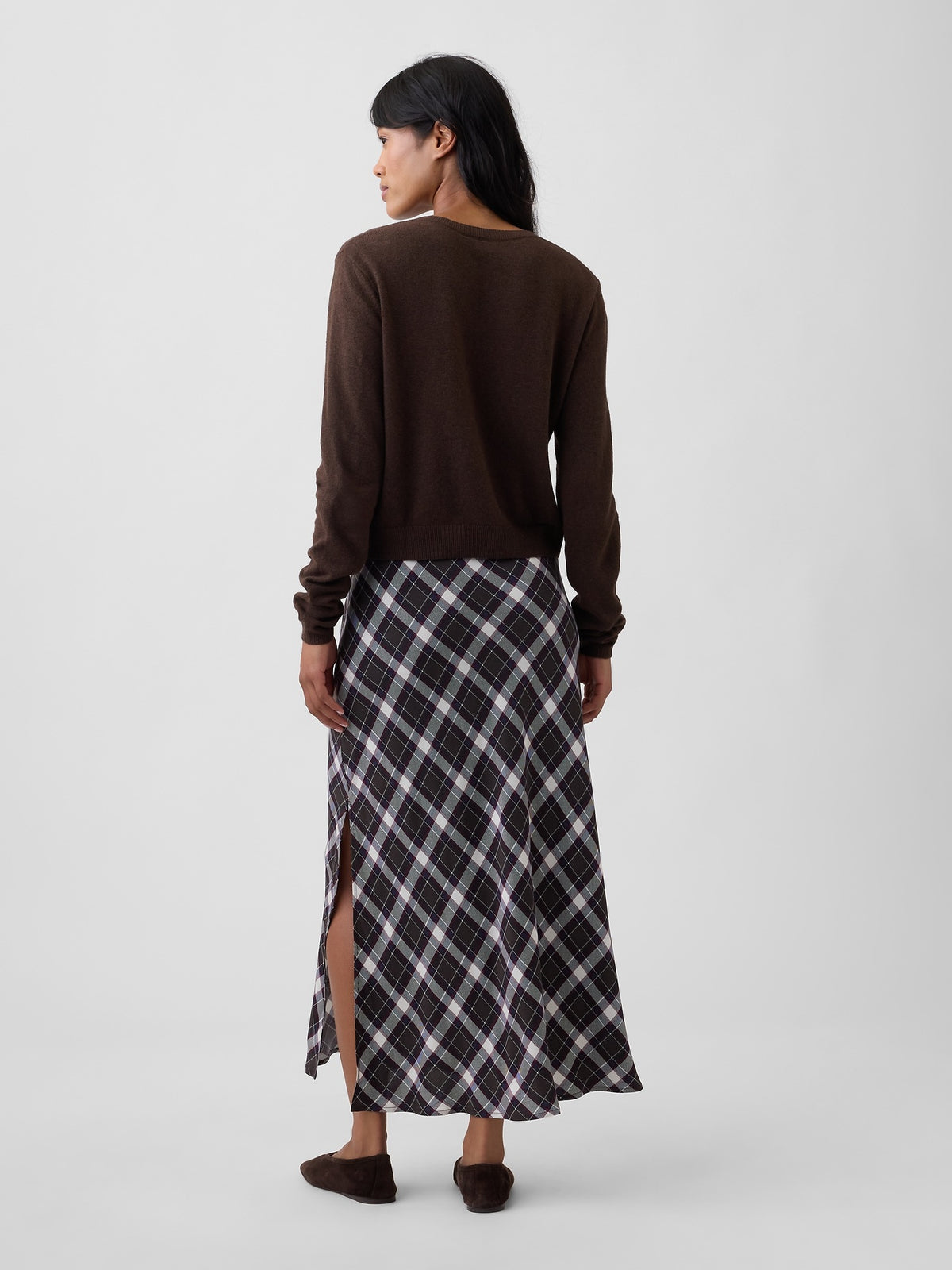Koyu Kahverengi Pull-on Maxi Etek