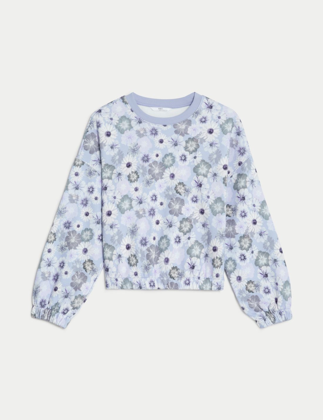Çiçek Desenli Yuvarlak Yaka Sweatshirt (6-16 Yaş)