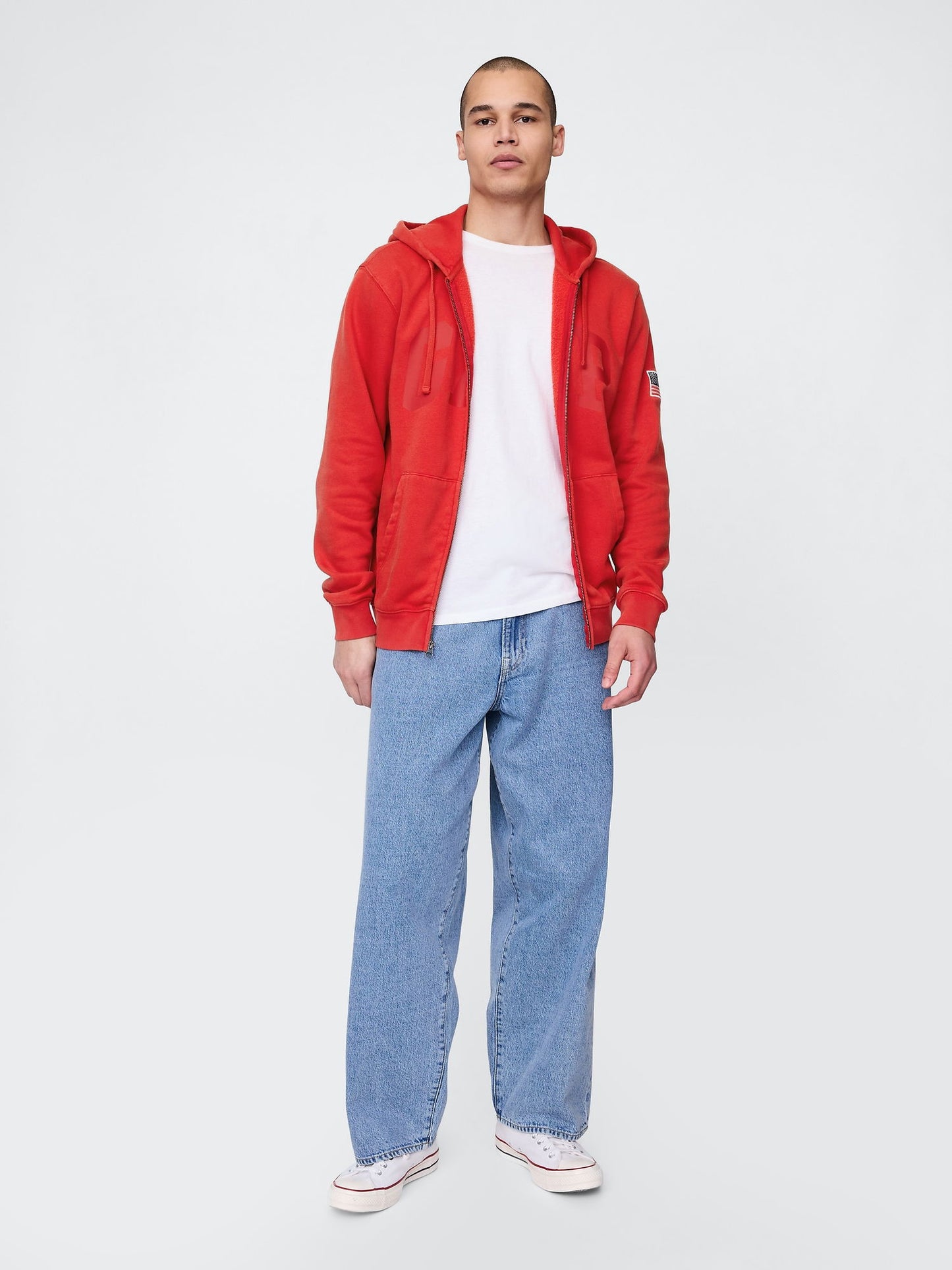 Kırmızı Vintagesoft Gap Logo Fermuarlı Sweatshirt