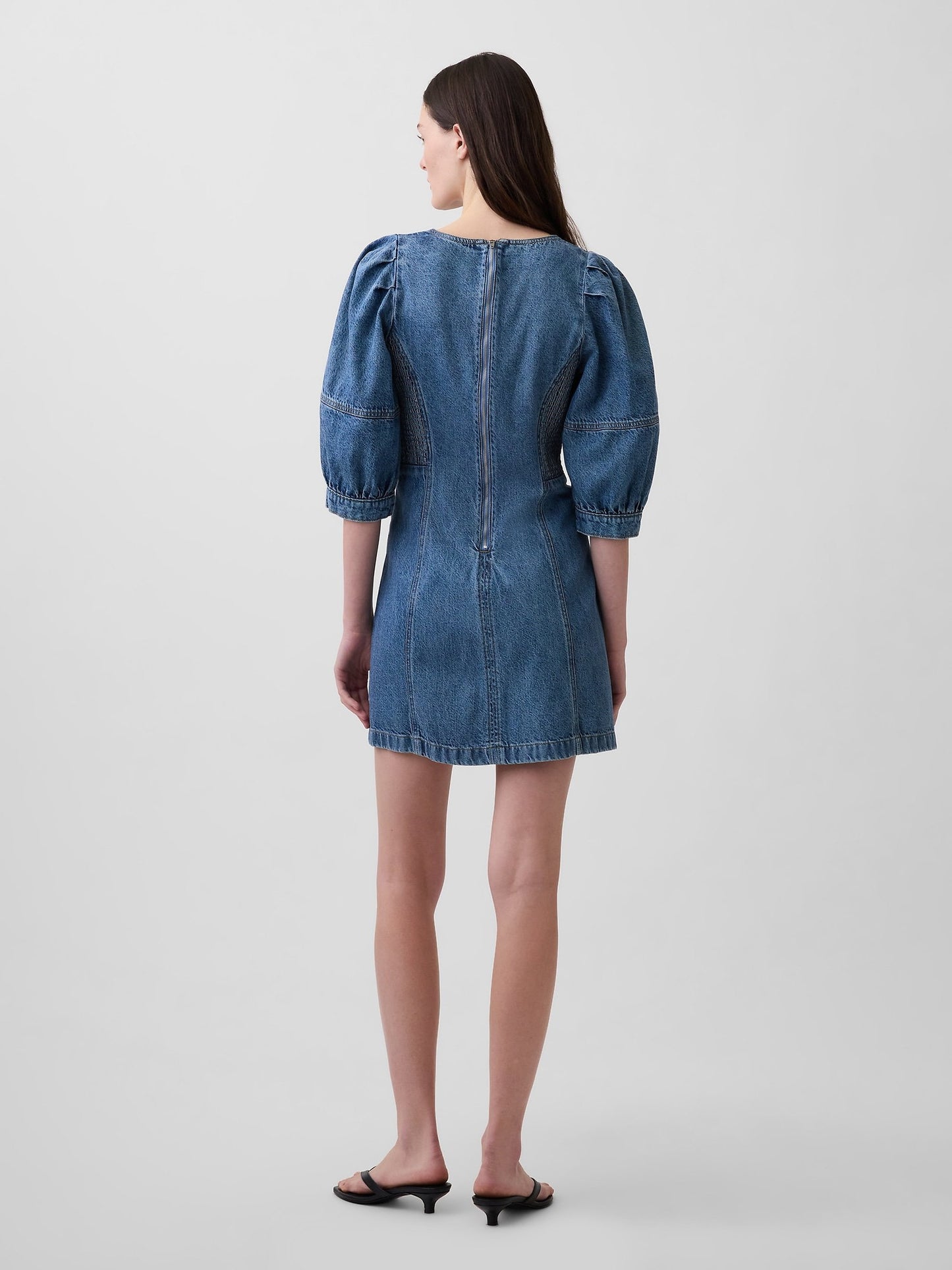 Mavi Ultrasoft Denim Puff-sleeve Mini Elbise