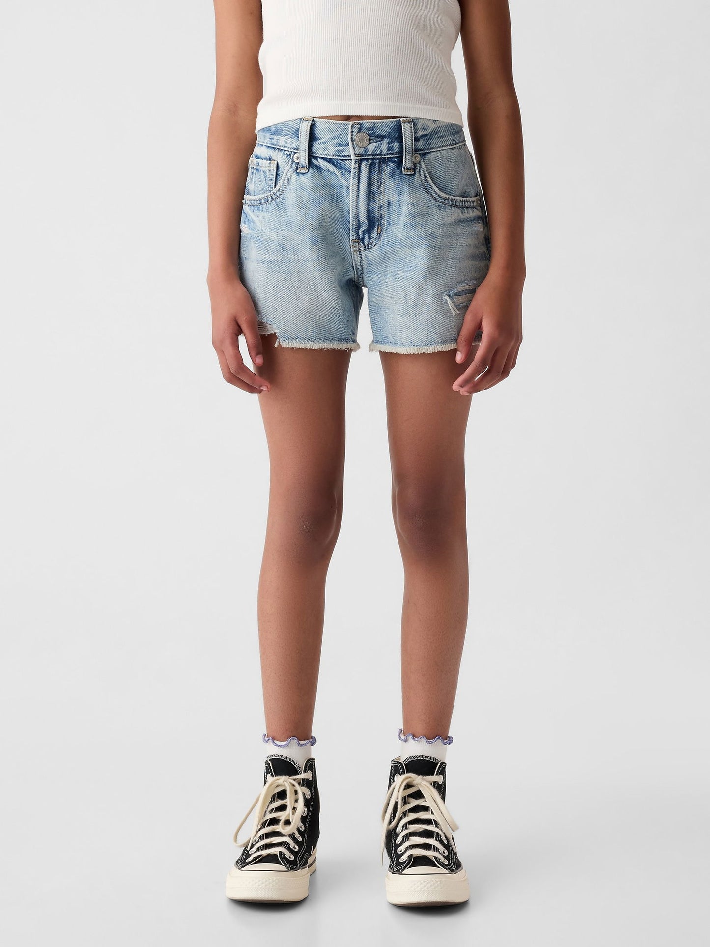 Açık Mavi Low Rise Denim Şort