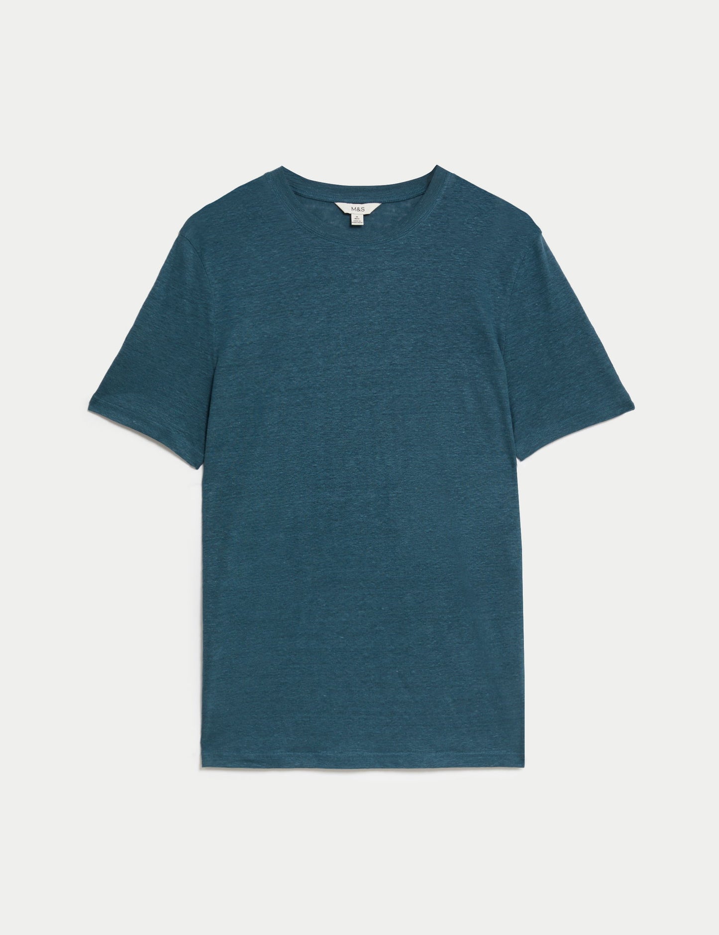 Kısa Kollu Saf Keten T-shirt