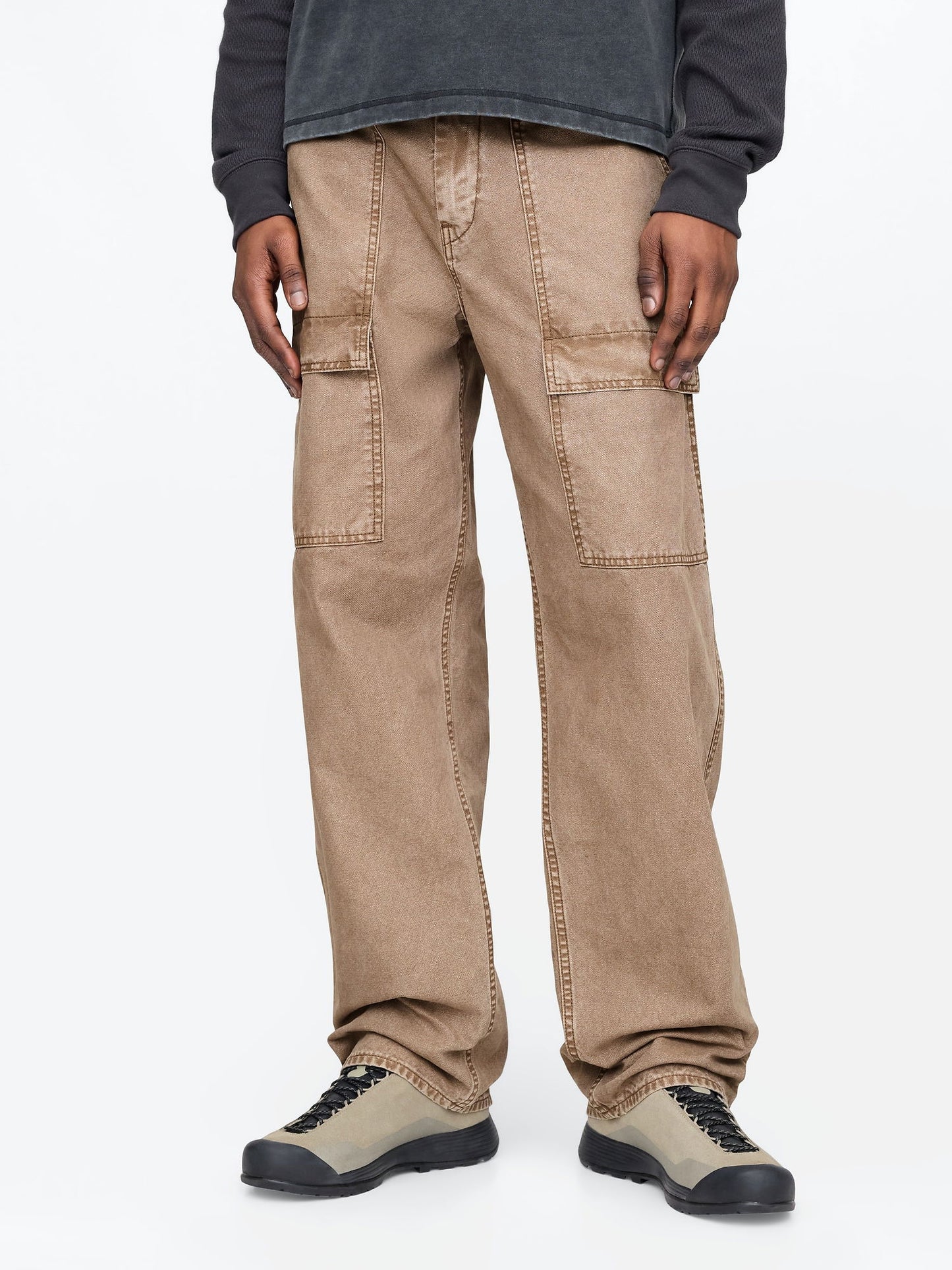 Bej Baggy Utility Jean Pantolon