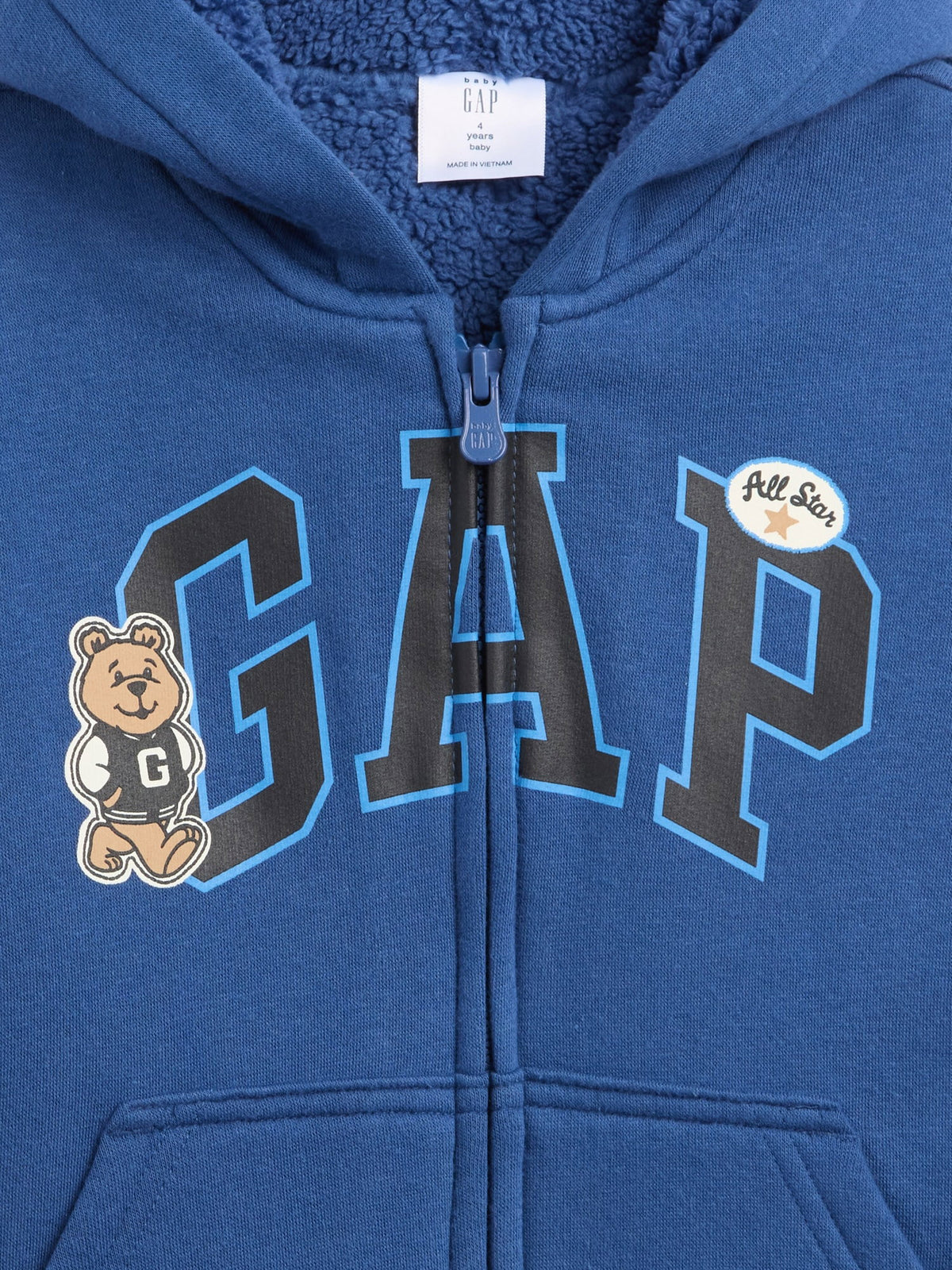 Mavi Sherpa Astarlı Logo Fermuarlı Sweatshirt