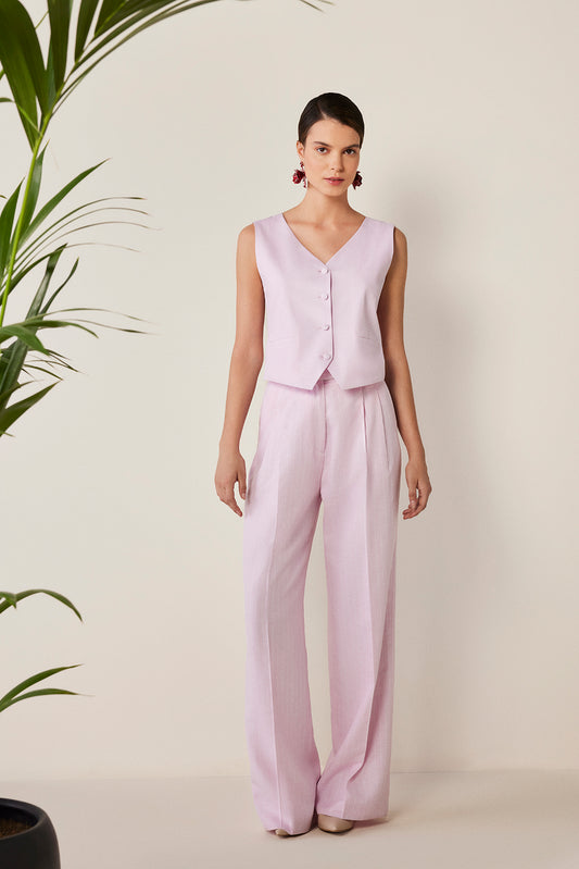 Galuir Çizgili Pembe Pantolon