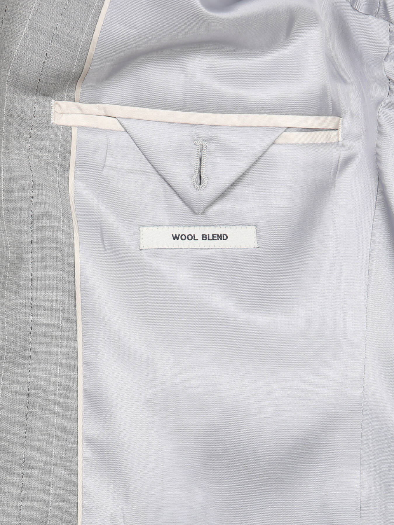 Gri Çizgili Modern Fit Yün Karışımlı Takım Elbise