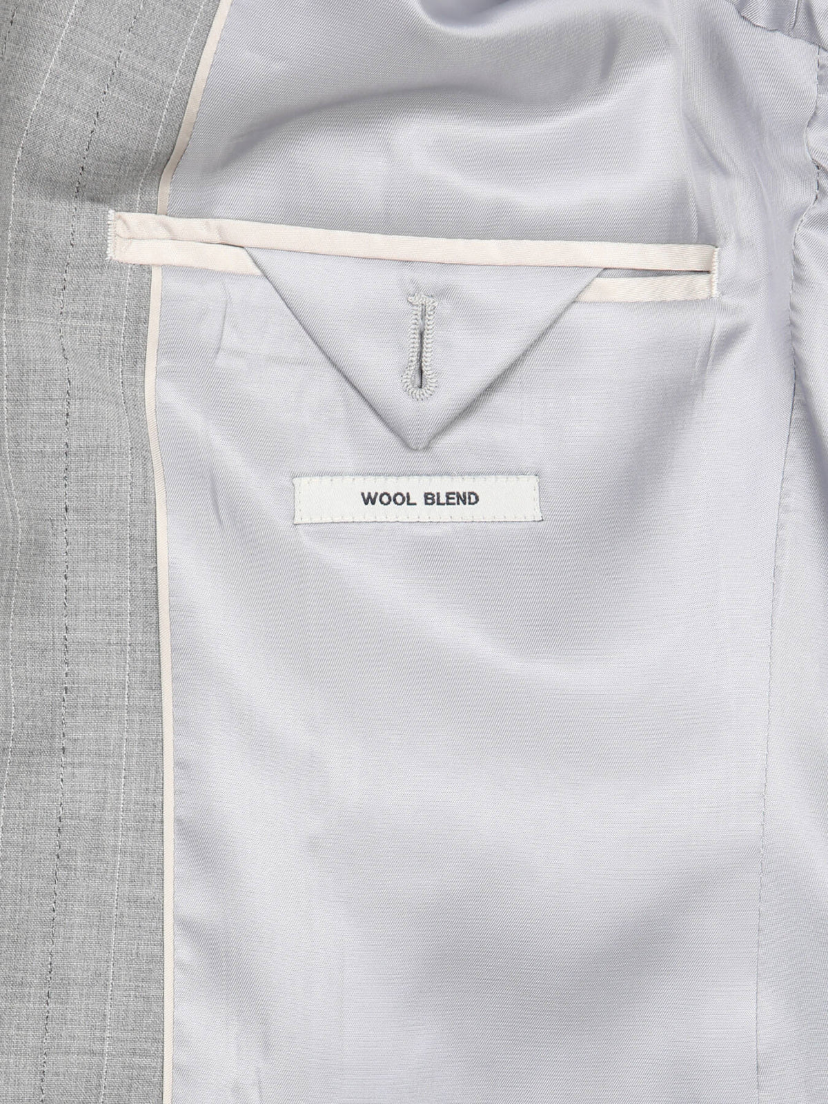 Gri Çizgili Modern Fit Yün Karışımlı Takım Elbise