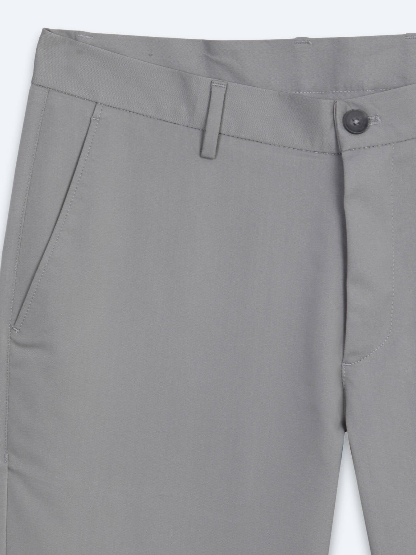 Gri Düz Dokuma Slim Fit Casual Pantolon
