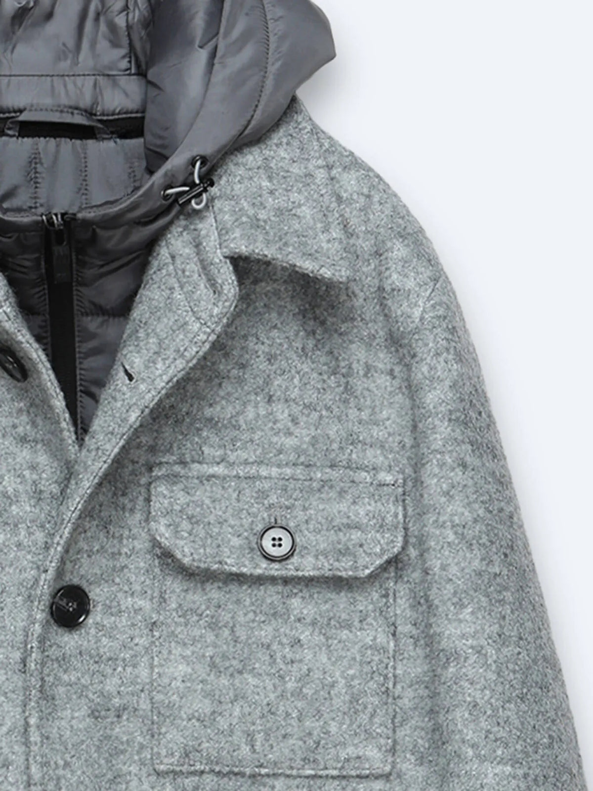 Gri Regular Fit Kapüşonlu Smart Casual Dokuma Mont