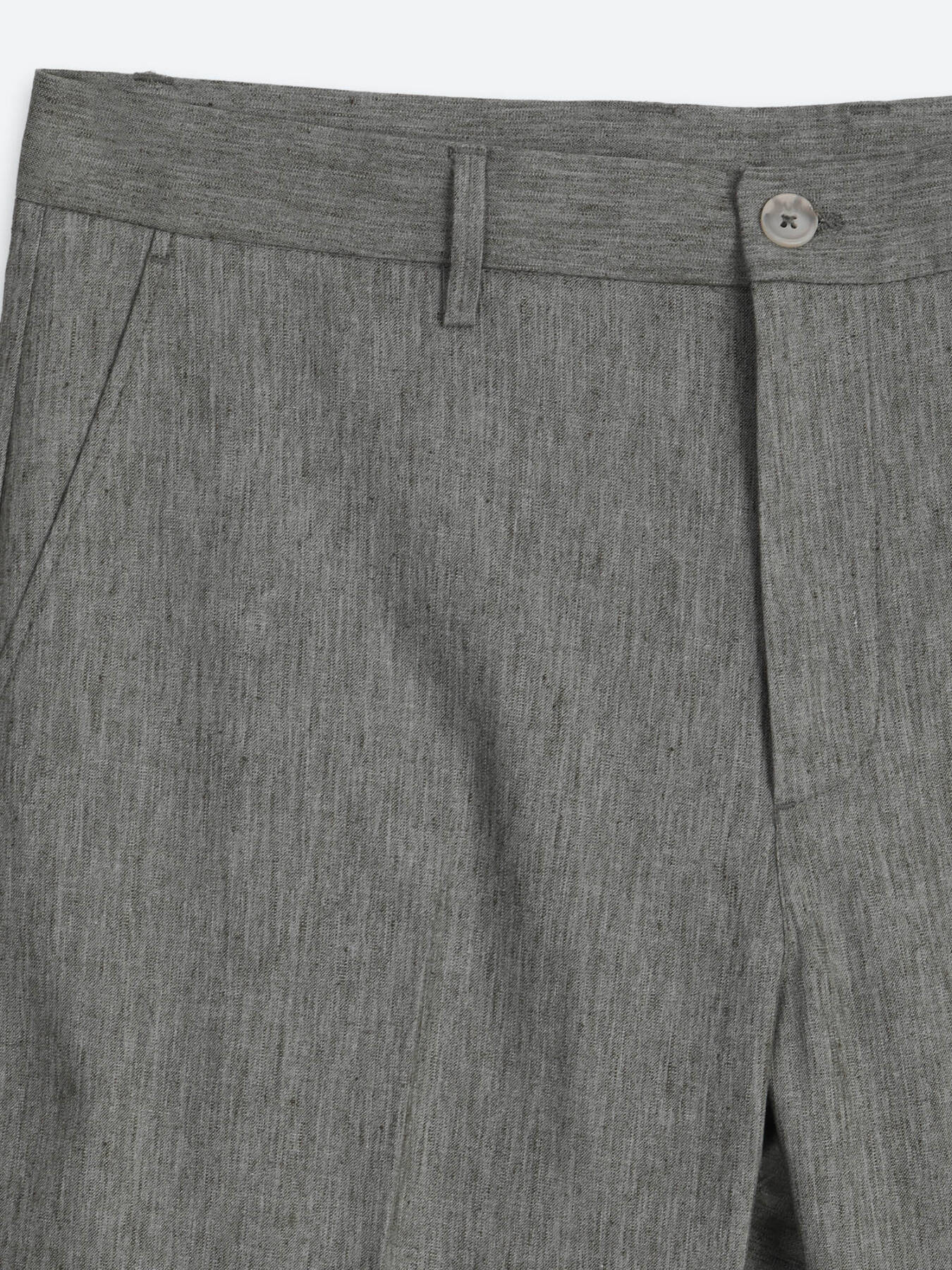 Haki Kumaş Relaxed Fit Casual Keten Karışımlı Pantolon