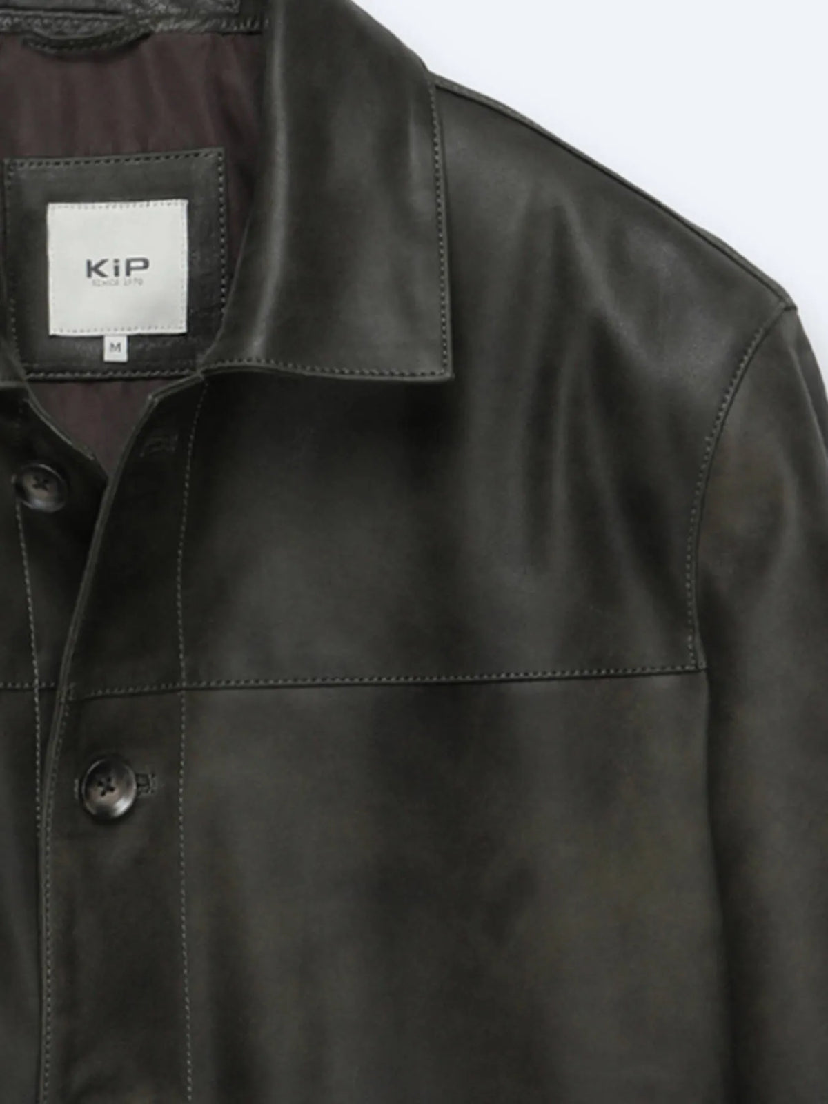 Haki Regular Fit Gömlek Yaka Casual Deri Deri Mont