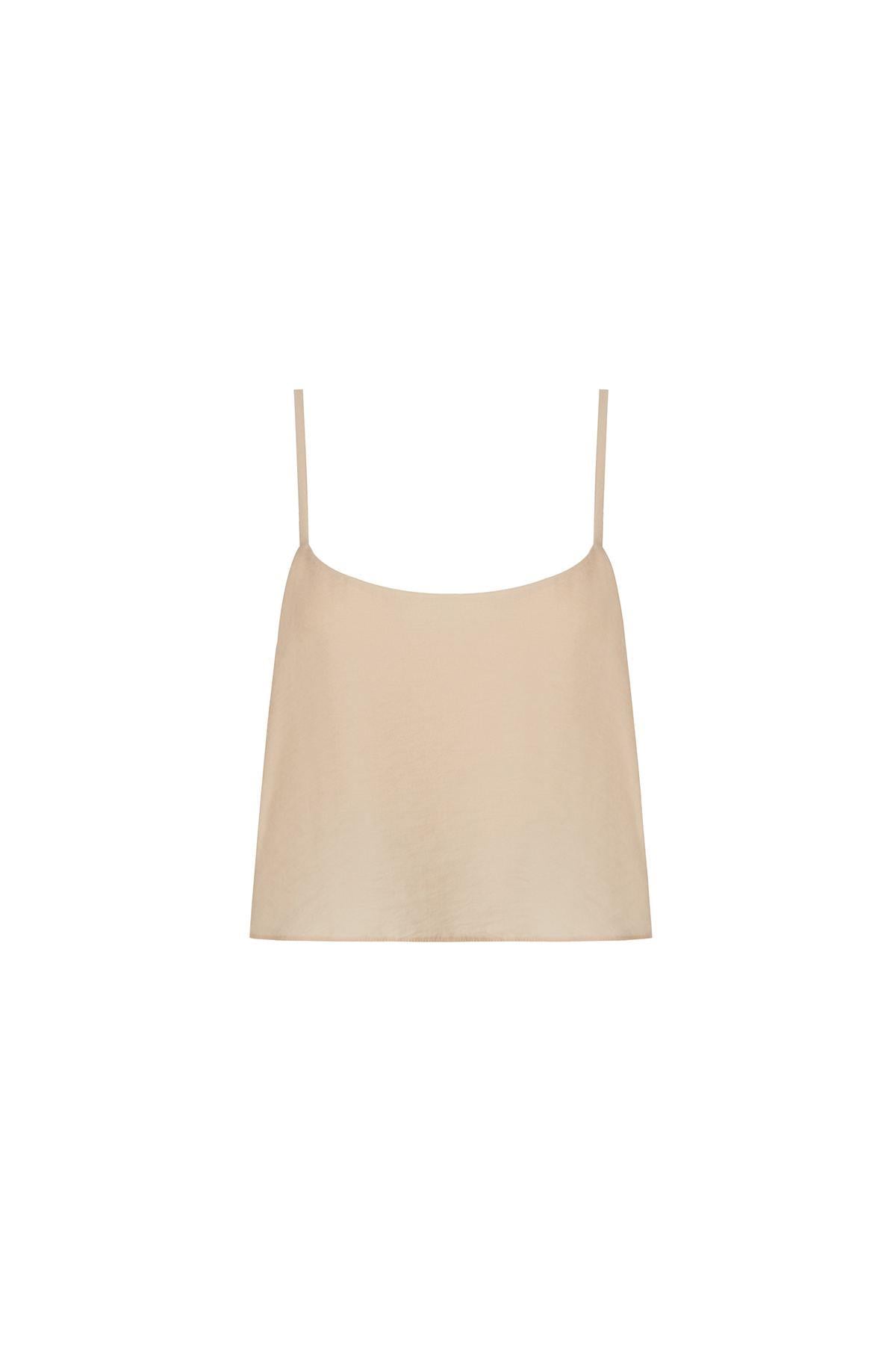 Ince Askılı Bej Crop Top