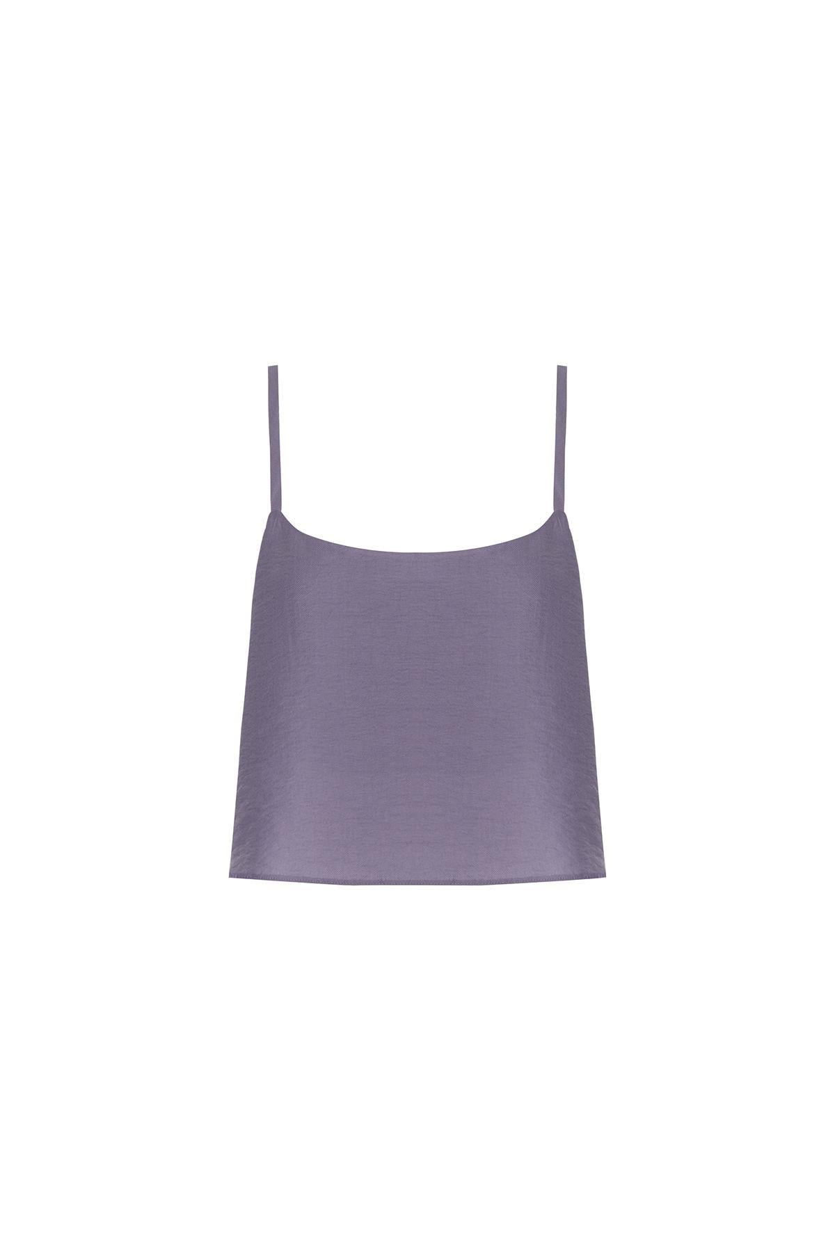 Ince Askılı Indigo Crop Top