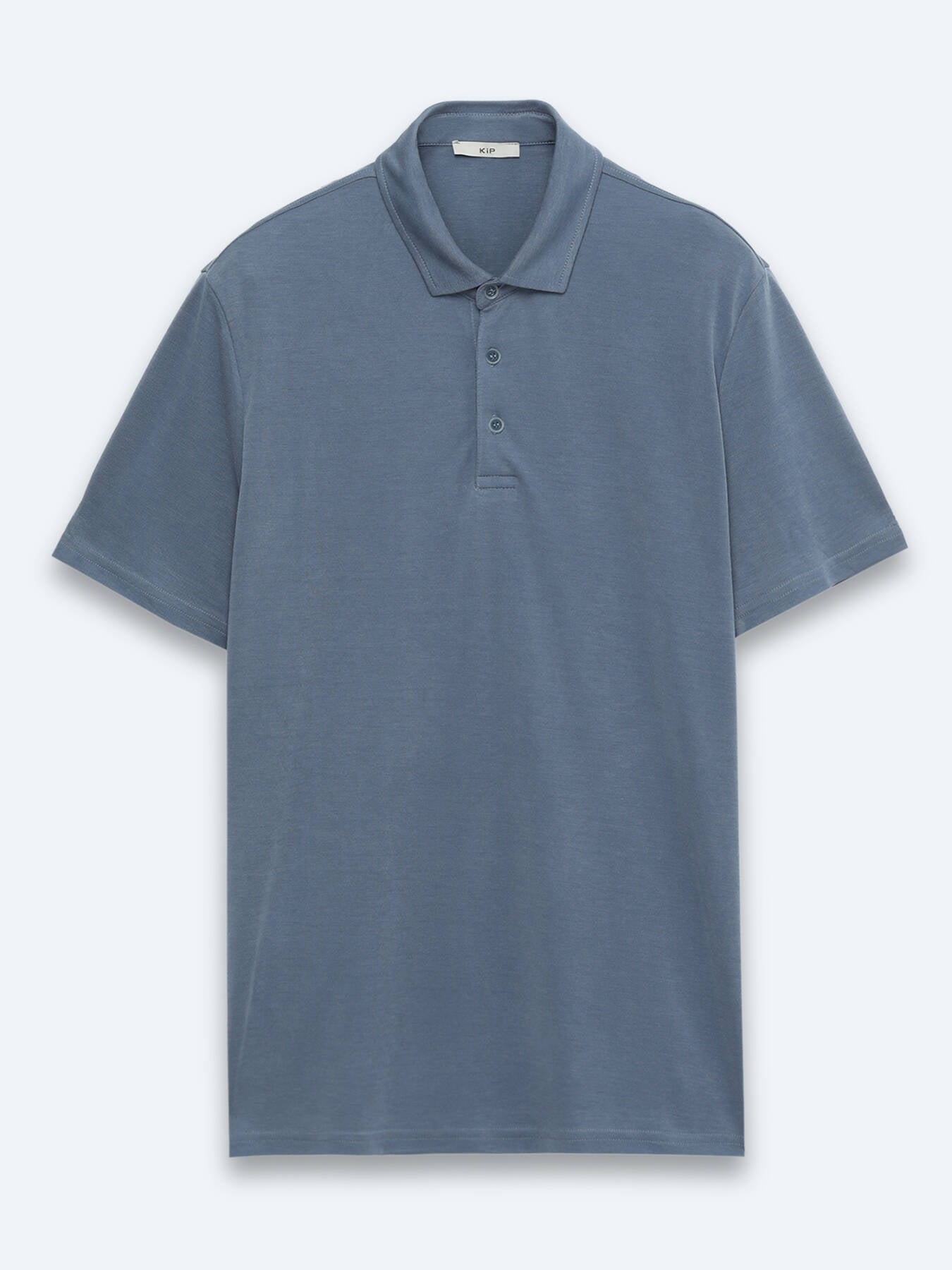 Indigo Düz Polo Yaka T-shirt