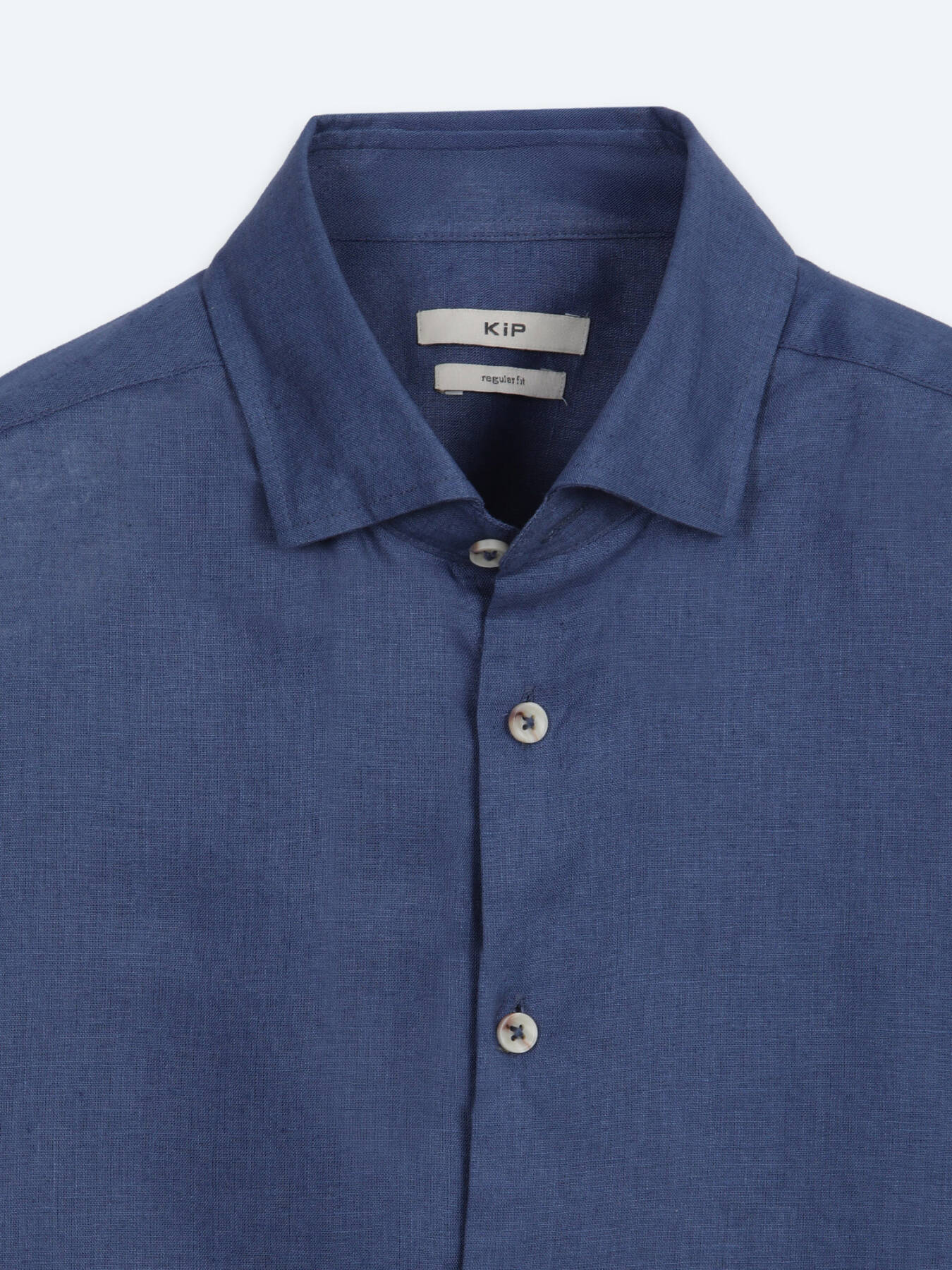 Indigo Düz Regular Fit Uzun Dokuma Casual Pamuk Karışımlı Gömlek