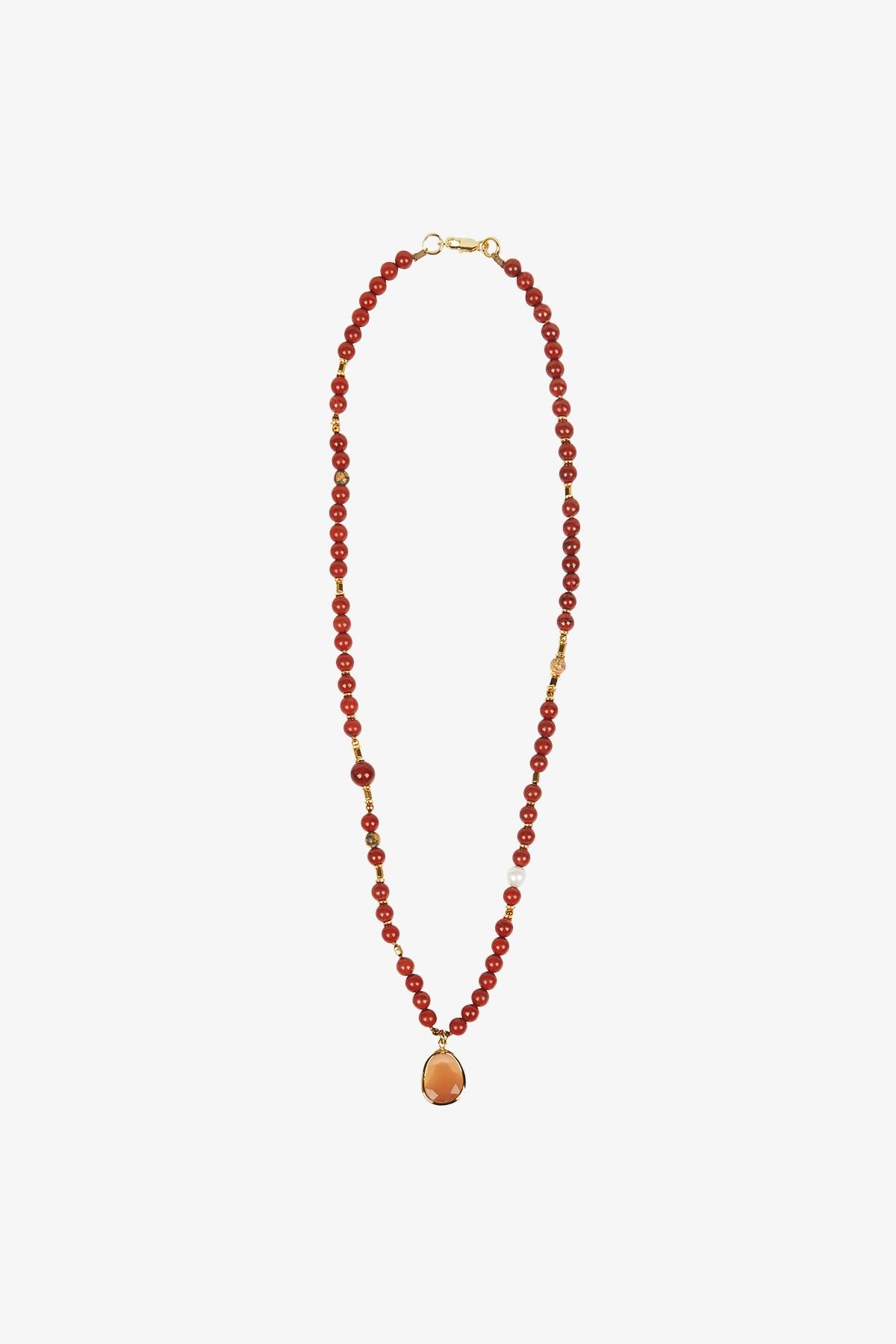 Jasper Taşlı Otantik Pirinç Kolye