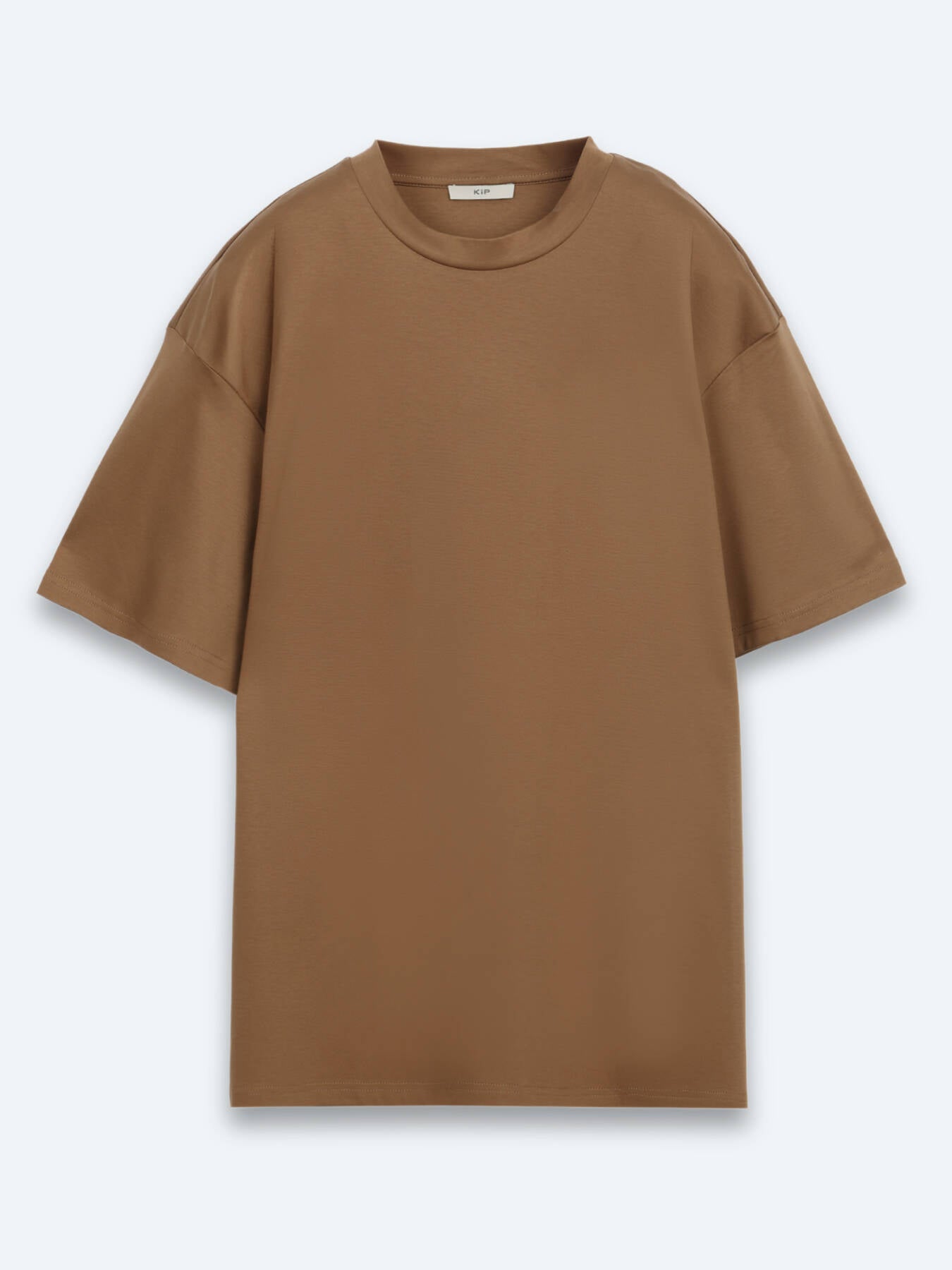 Kahverengi Düz %100 Pamuk T-shirt