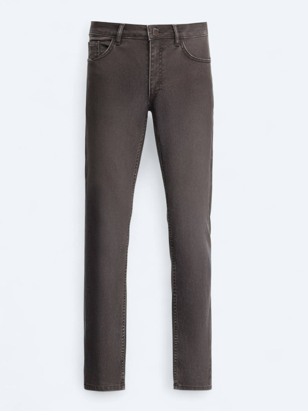 Kahverengi Slim Fit Denim Pamuk Karışımlı Pantolon