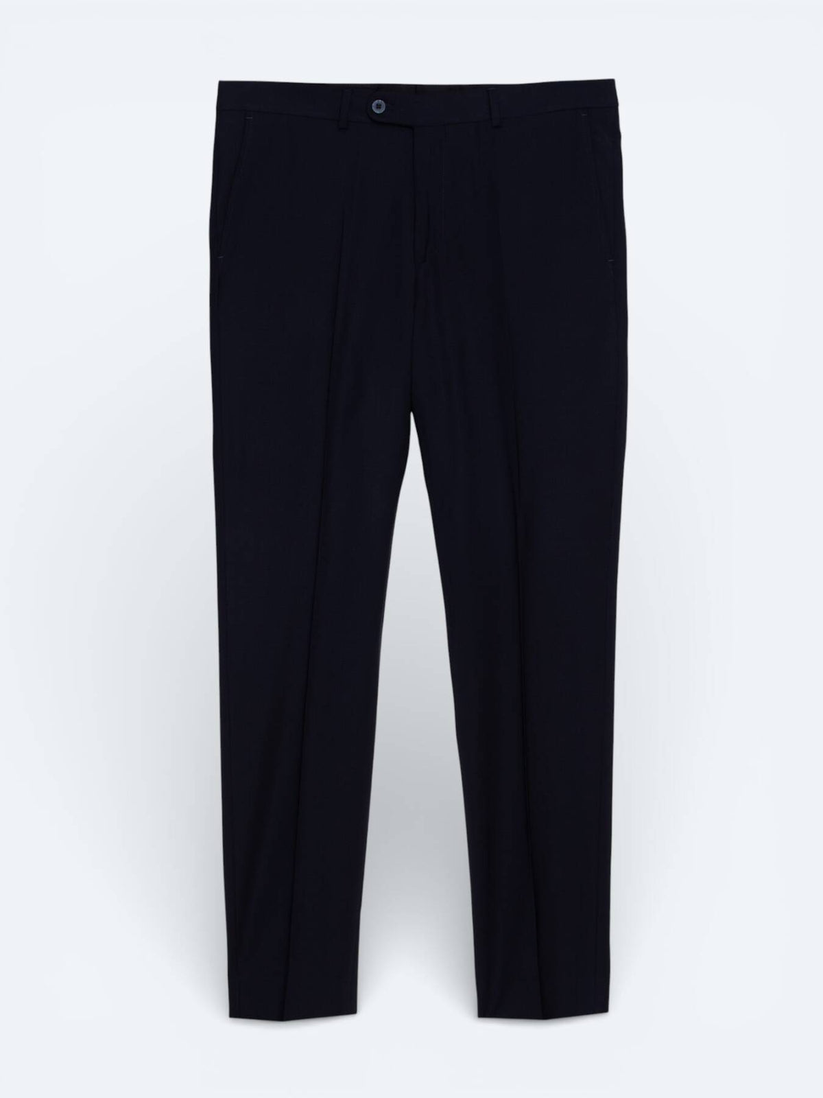 Lacivert Dokuma Fitted Fit Klasik Yün Karışımlı Pantolon