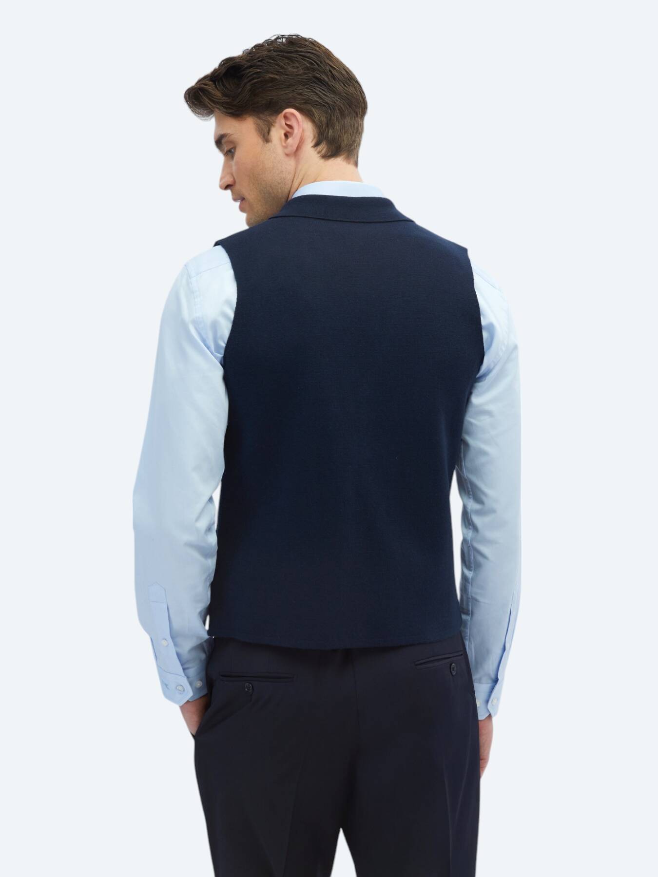 Lacivert Regular Fit Casual Örme Triko Yelek