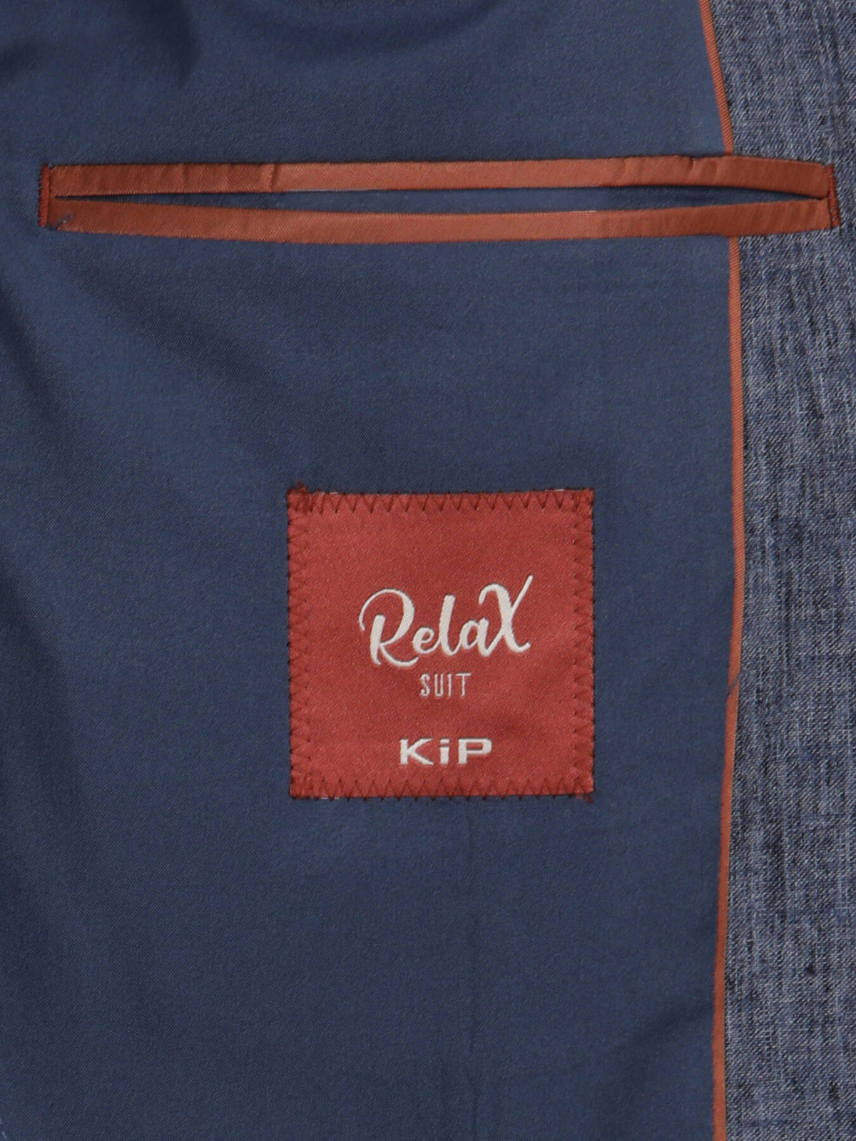 Mavi Desenli Modern Fit Keten Karışımlı Takım Elbise