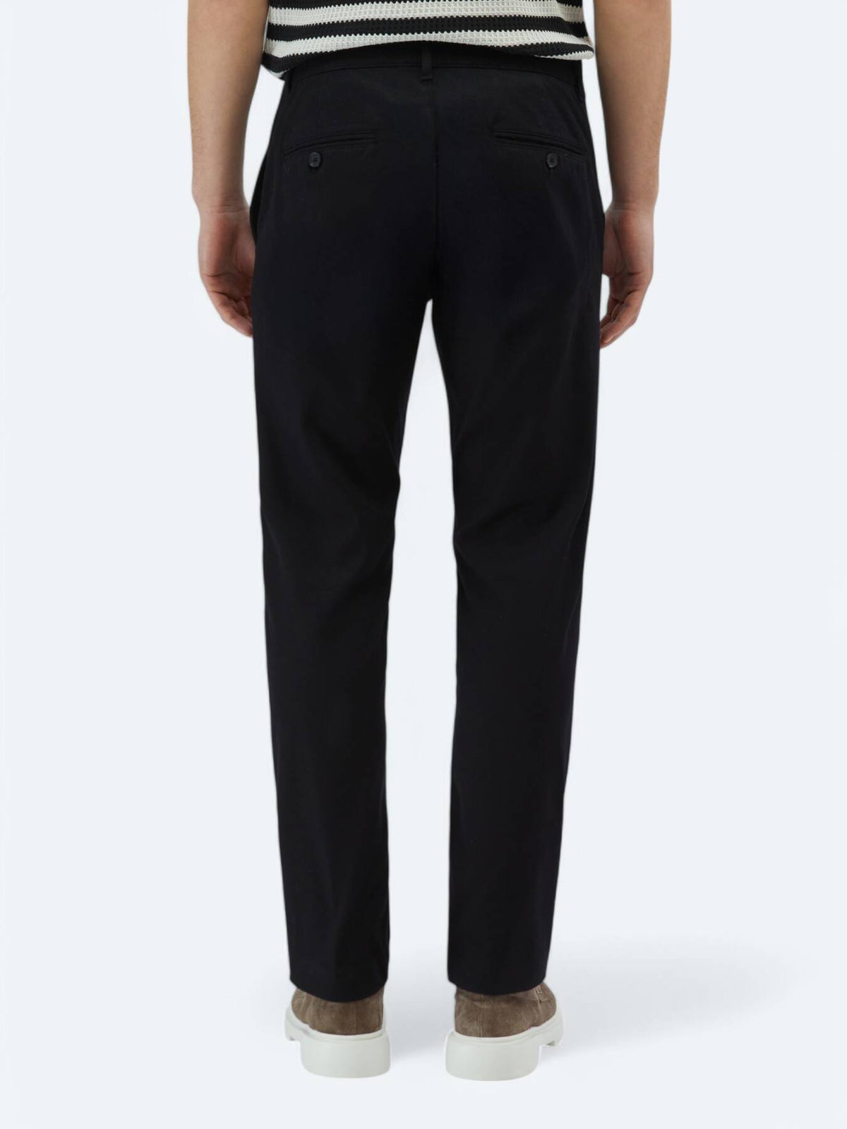 Siyah Dokuma Regular Fit Casual Pamuk Karışımlı Pantolon