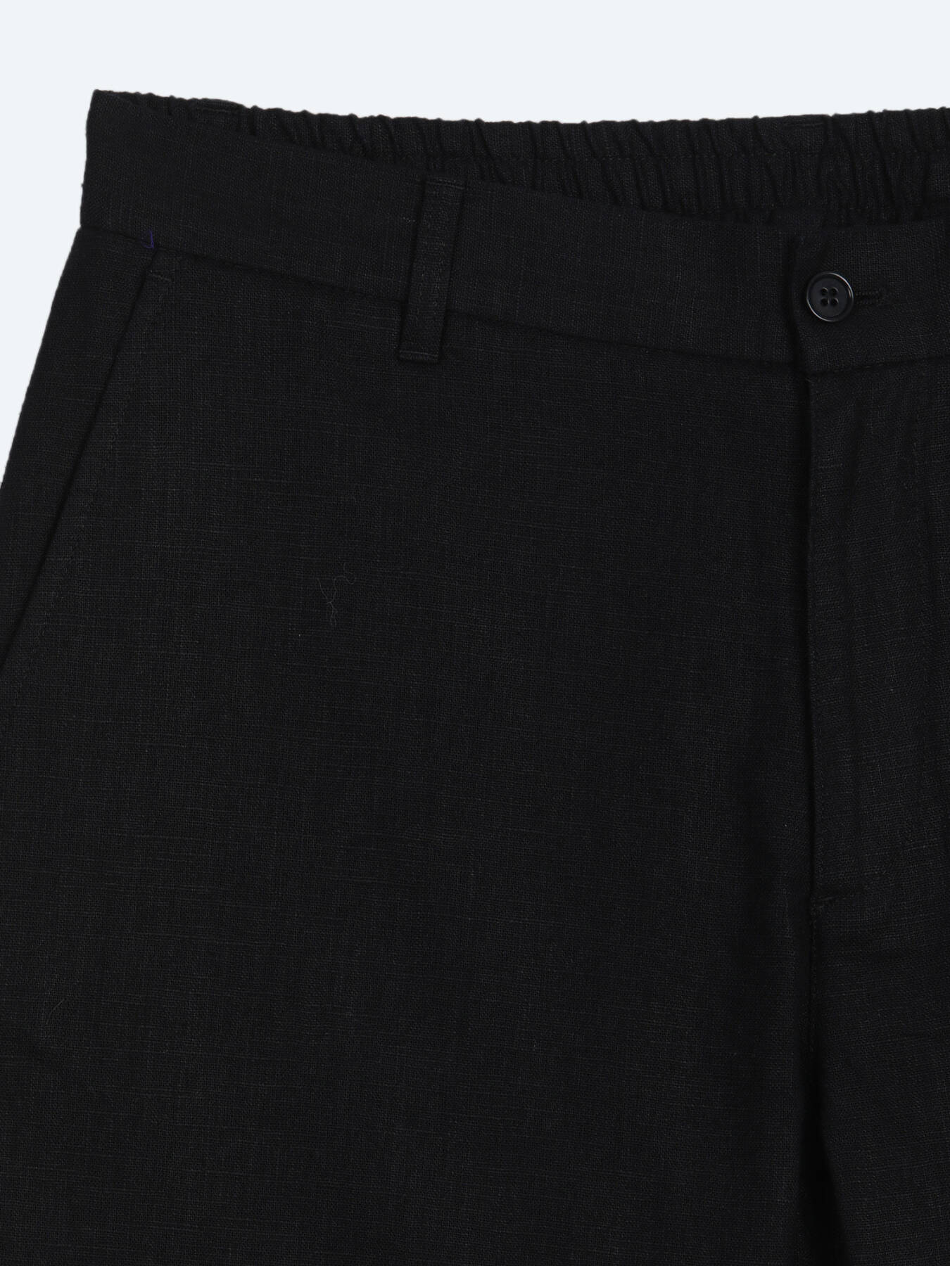 Siyah Dokuma Relaxed Fit Casual Pamuk Karışımlı Pantolon
