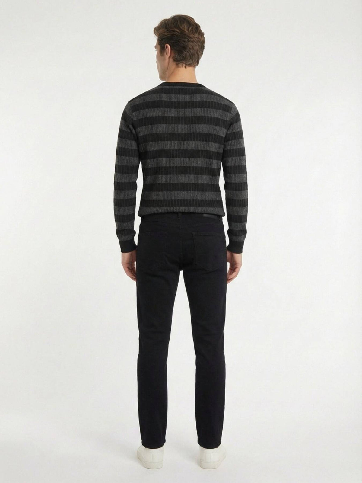 Siyah Dokuma Slim Fit Casual Pamuk Karışımlı Pantolon
