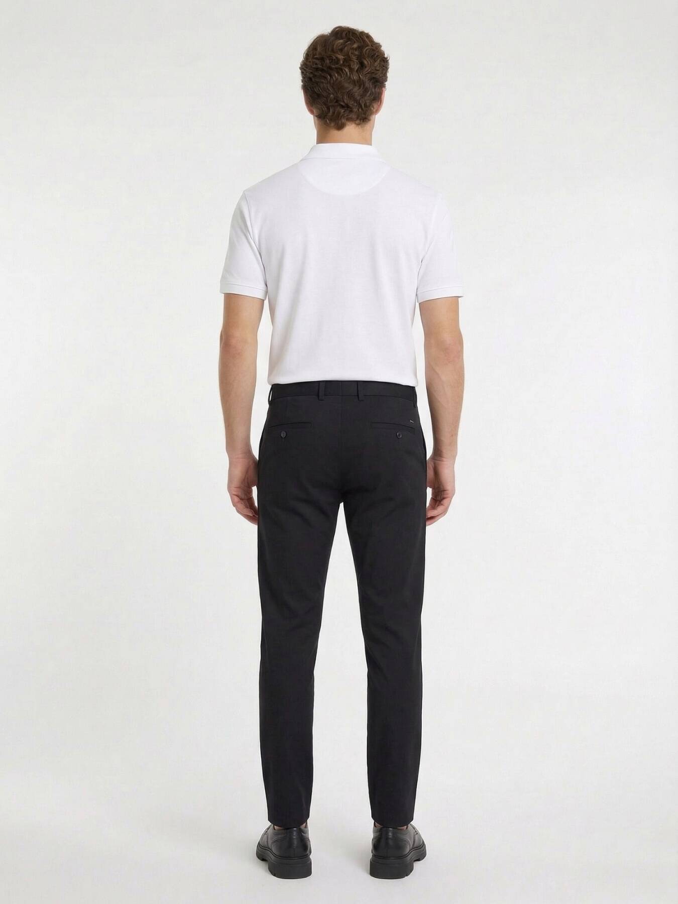 Siyah Düz Dokuma Slim Fit Casual Pantolon