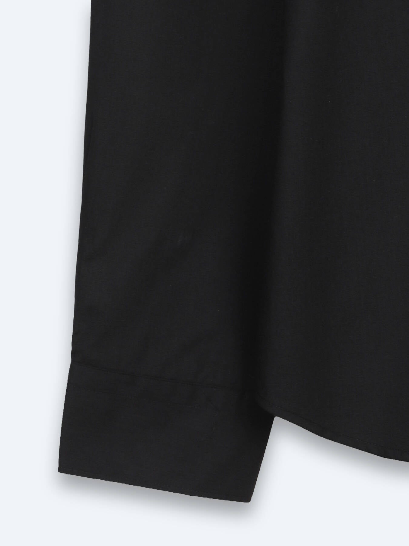 Siyah Regular Fit Uzun Dokuma Casual Pamuk Karışımlı Gömlek