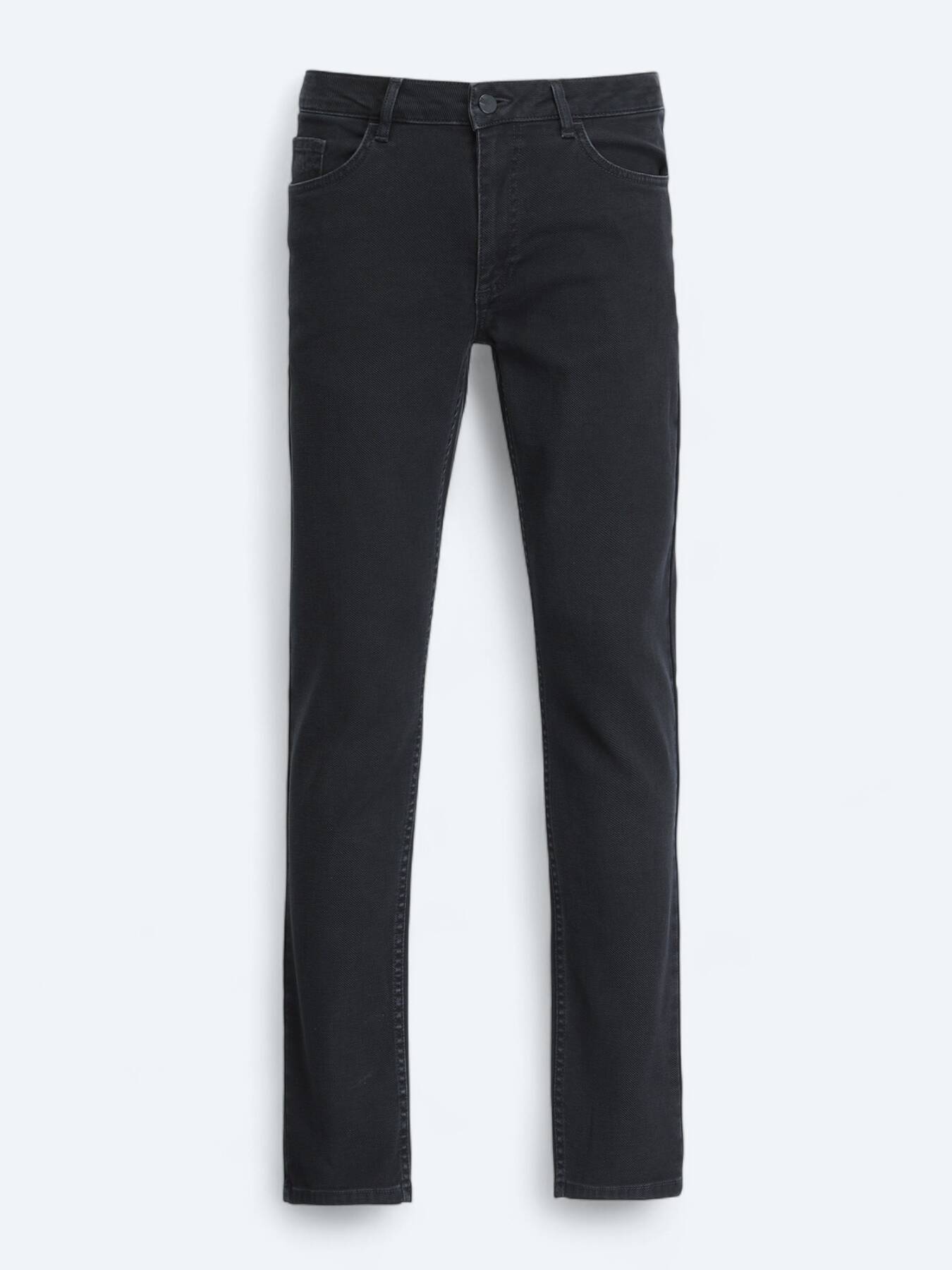 Siyah Slim Fit Denim Pamuk Karışımlı Pantolon