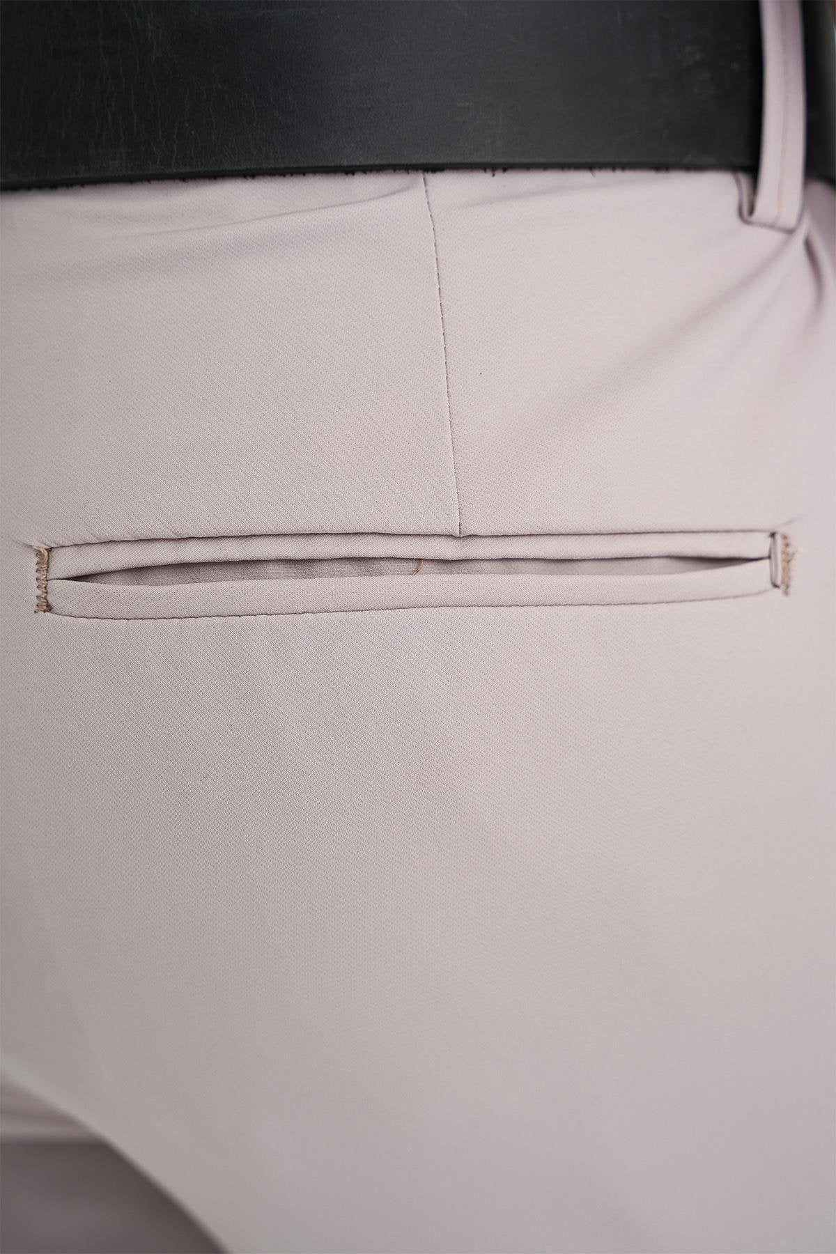 Slim Fit Yan Cepli Esnek Düz Koyu Vizon Pamuk Pantolon P 1197