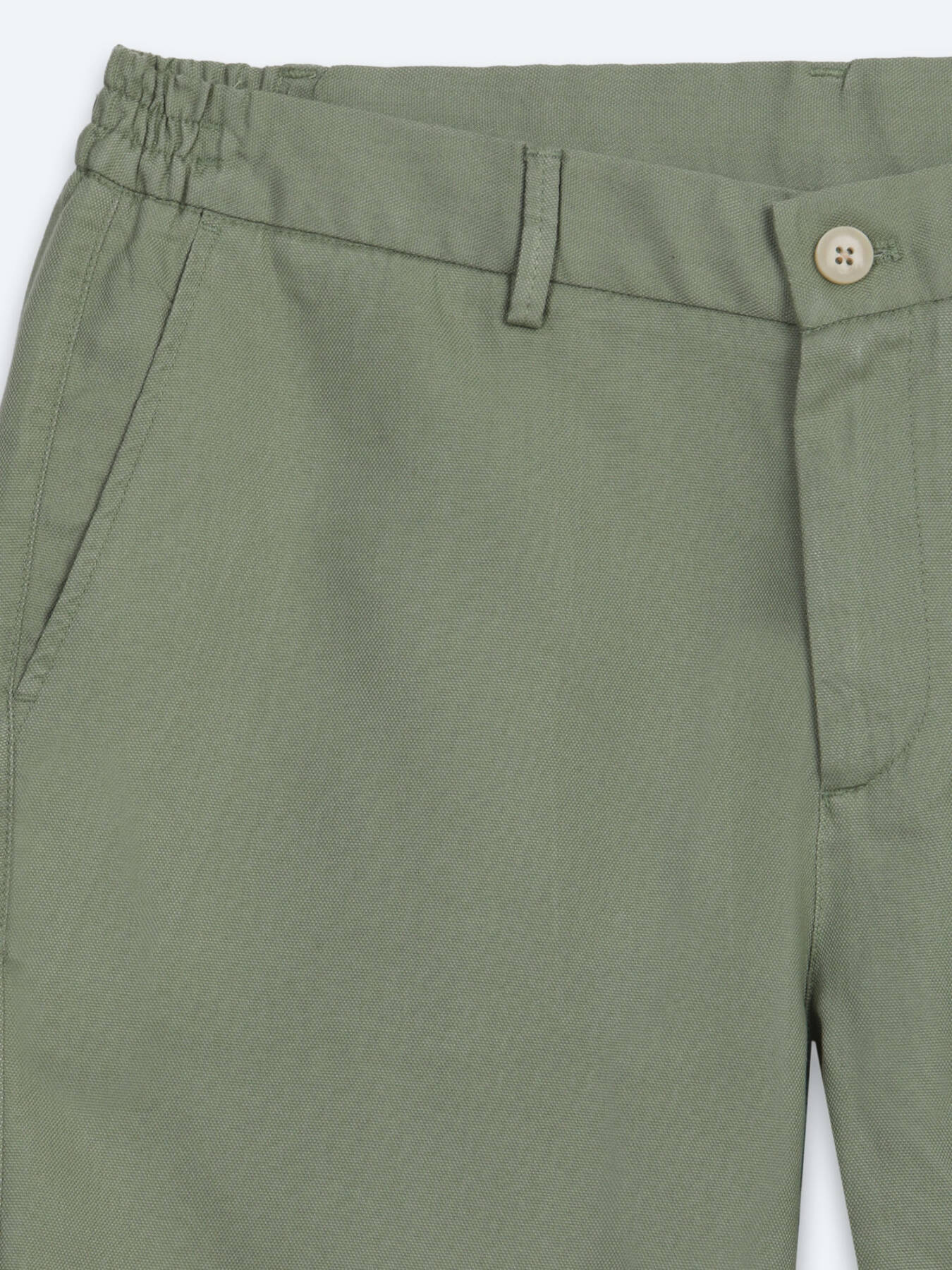 Yeşil Düz Kumaş Jogging Fit Casual Bermuda