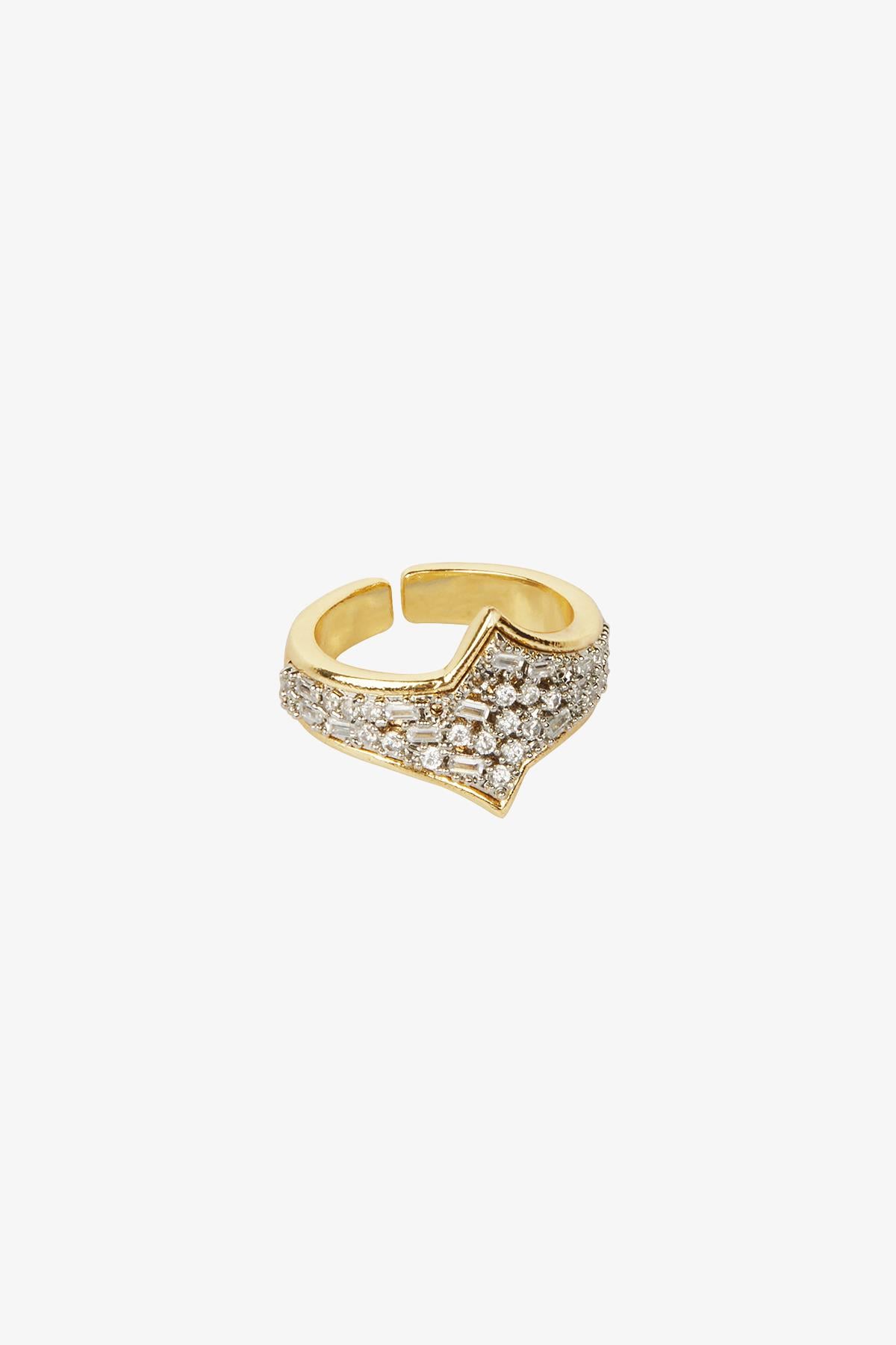 Zirkon Taşlı Şık Gold Yüzük