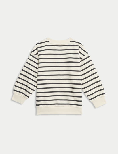 Pamuk Karışımlı Çizgili Sweatshirt (2-8 Yaş)
