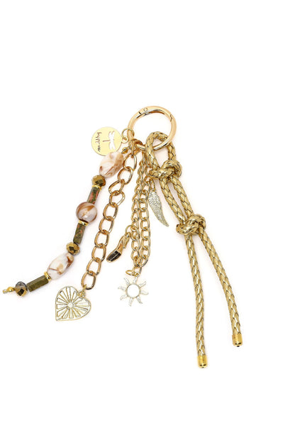 Kadın Altın Zincir Detaylı Boncuklu Metal Charm